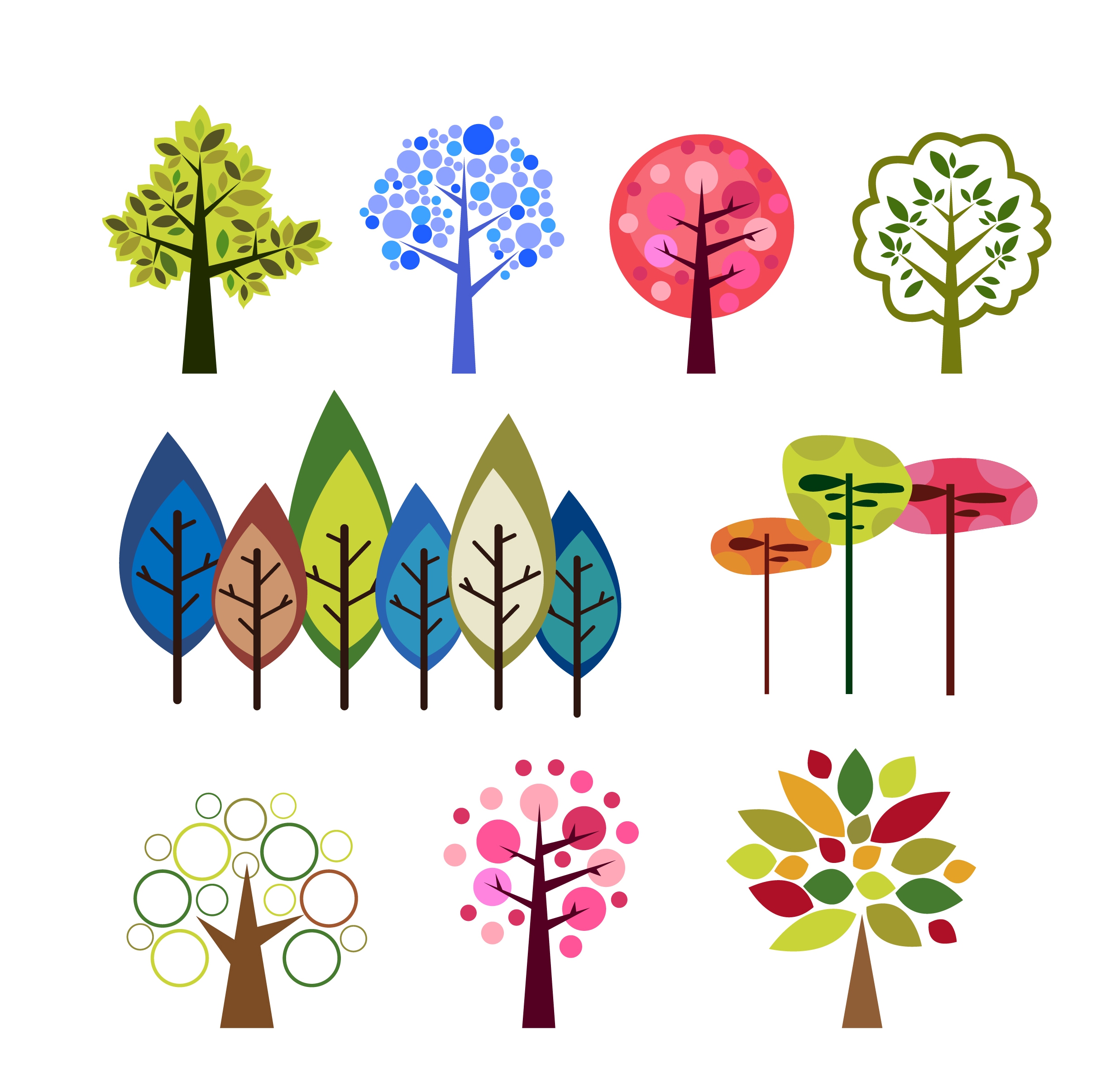 trees design with colorful flat illustration