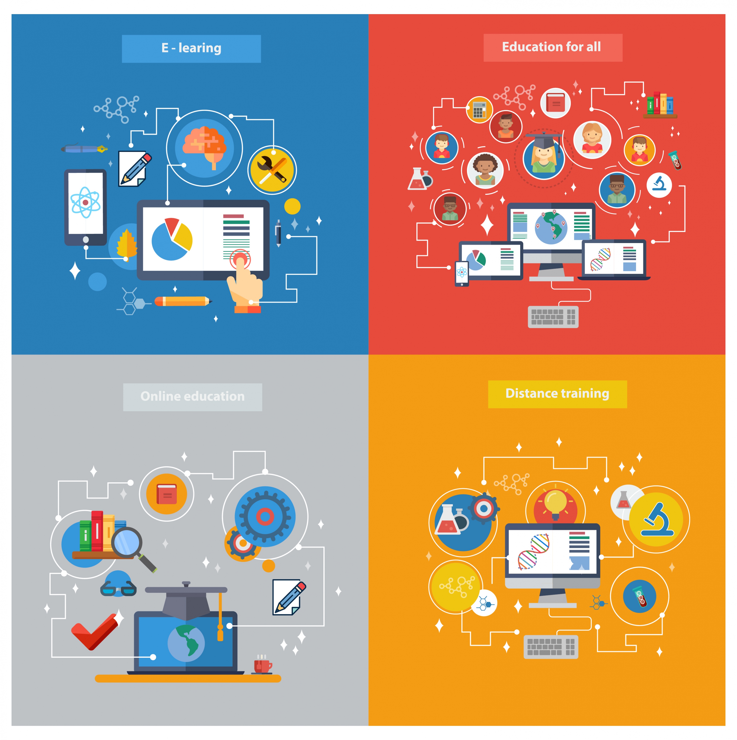 online education concepts illustration with colorful infographic style