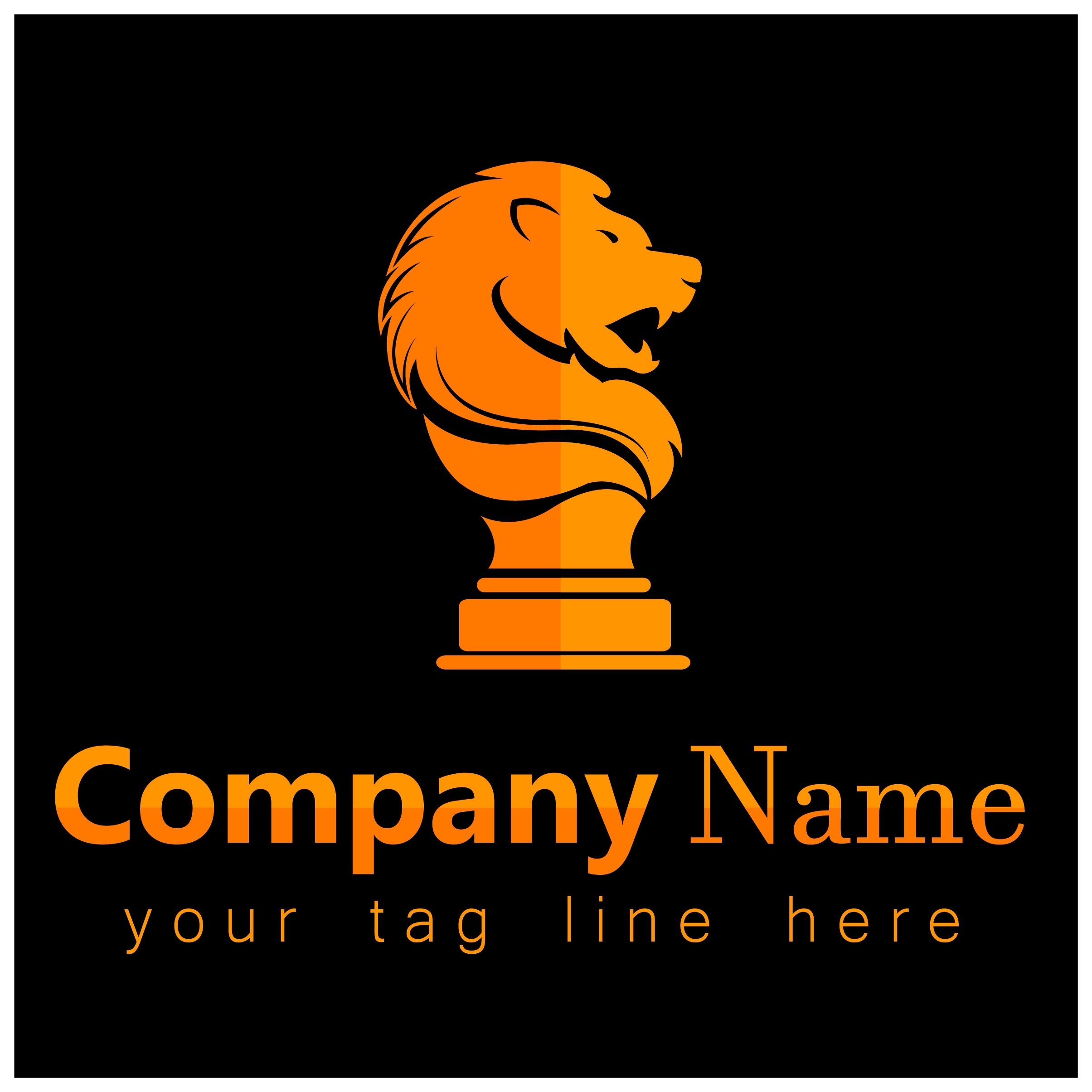 corporate logo design with lion emblem on dark