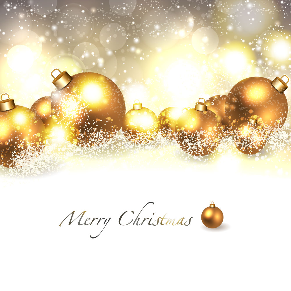 merry christmas background with golden ball