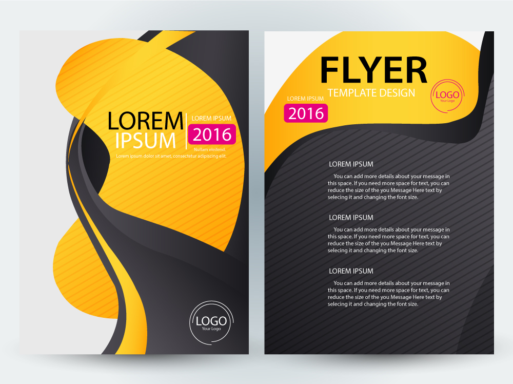 morden flyer design with curved illustration background