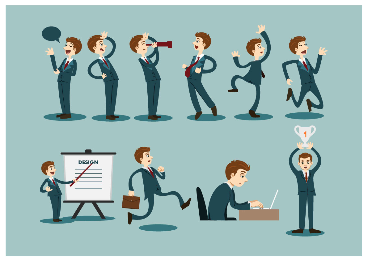 business icons design with businessman gestures illustration