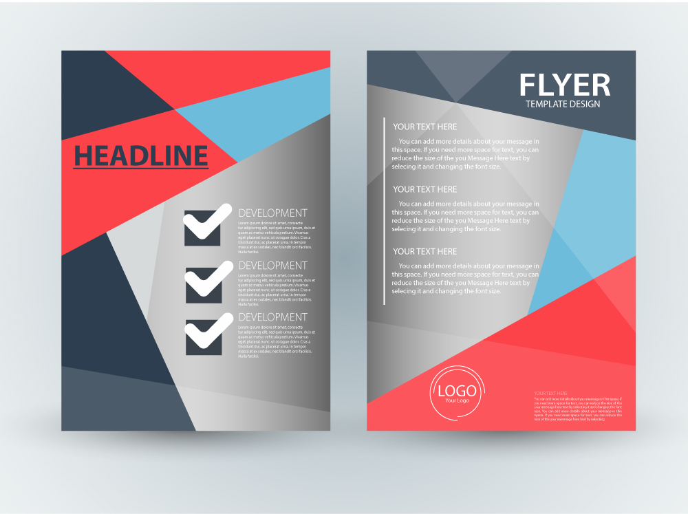 flyer template design with checklist abstract style