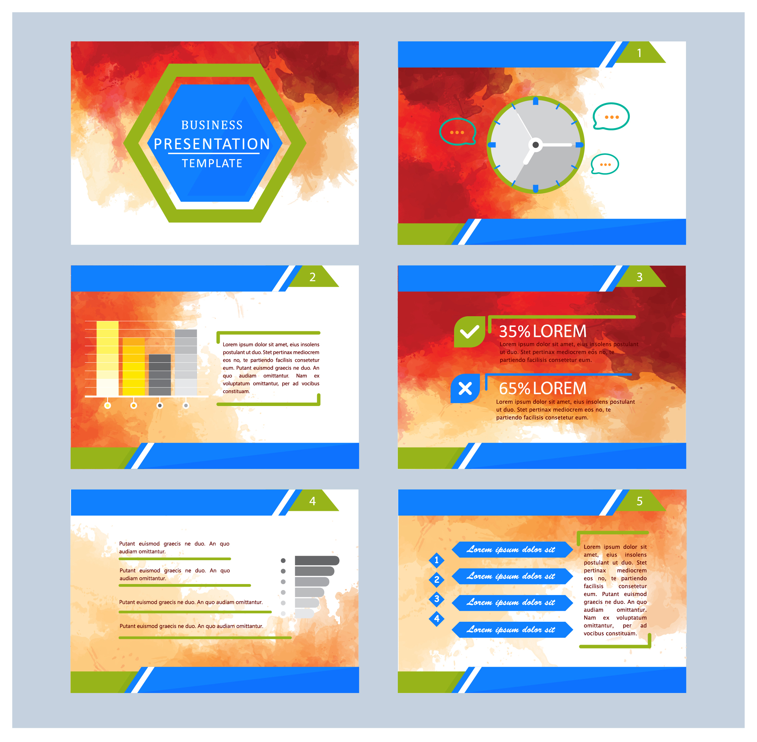 business presentation template illustrations with colorful abstract background