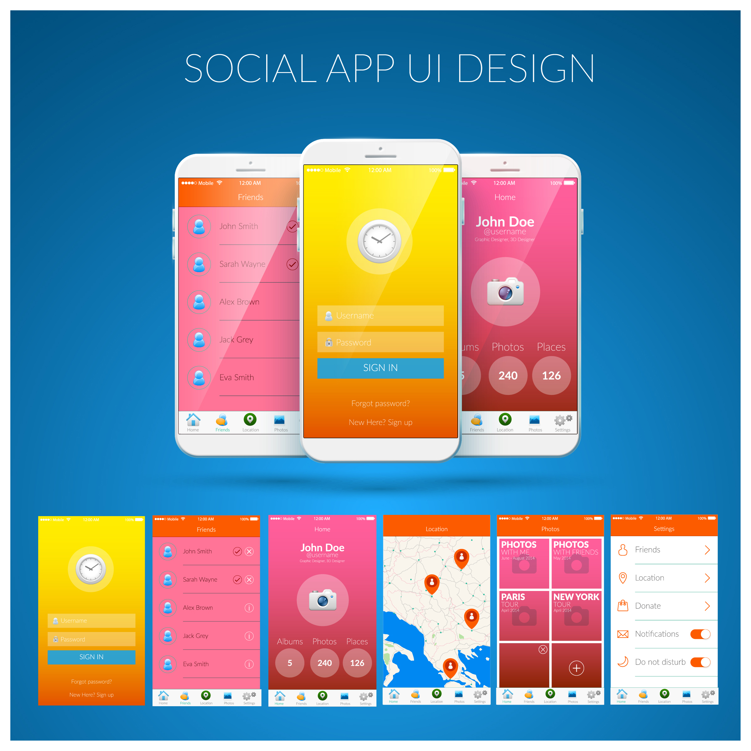 appliance ui design with smartphones illustration