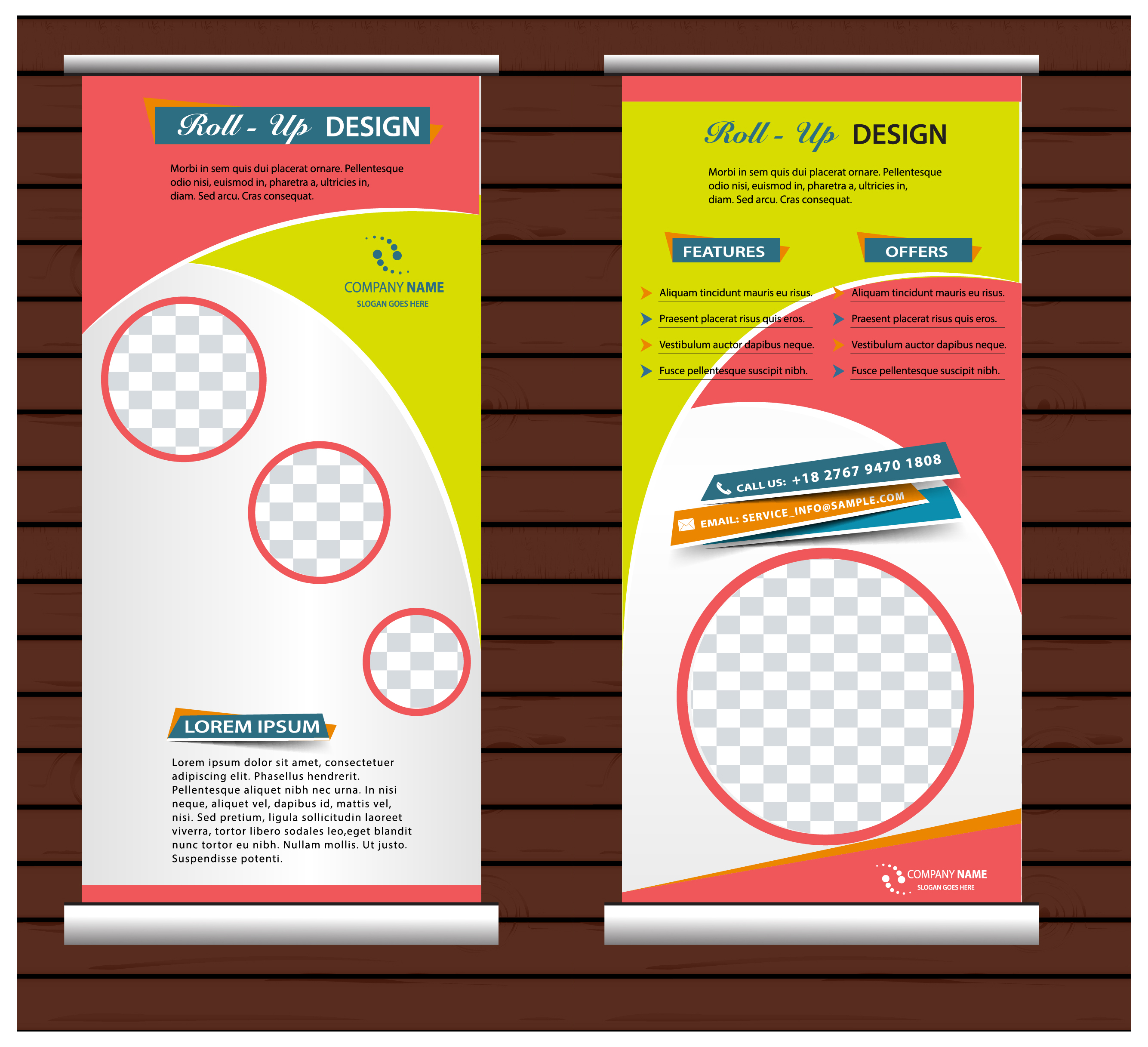 roll up banner vertical template with modern style