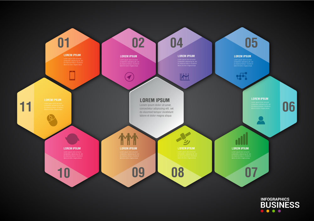 infographic diagram design with colorful beehive background