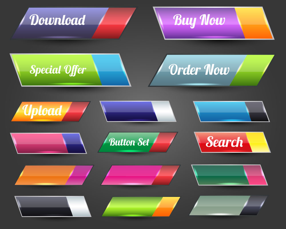 website buttons vector illustration with shiny colored ellipsoidal