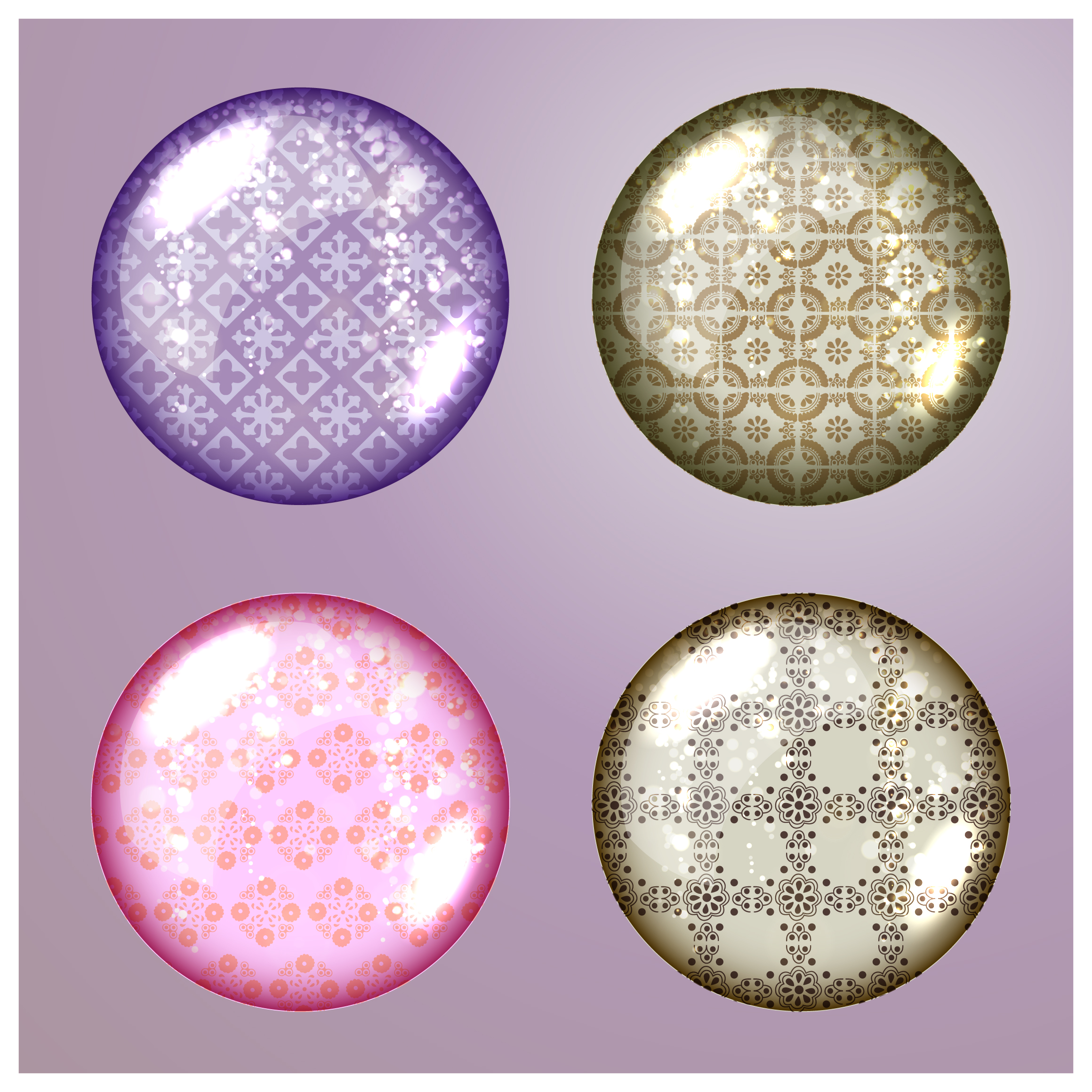 icons of multicolored pattern balls on plain background