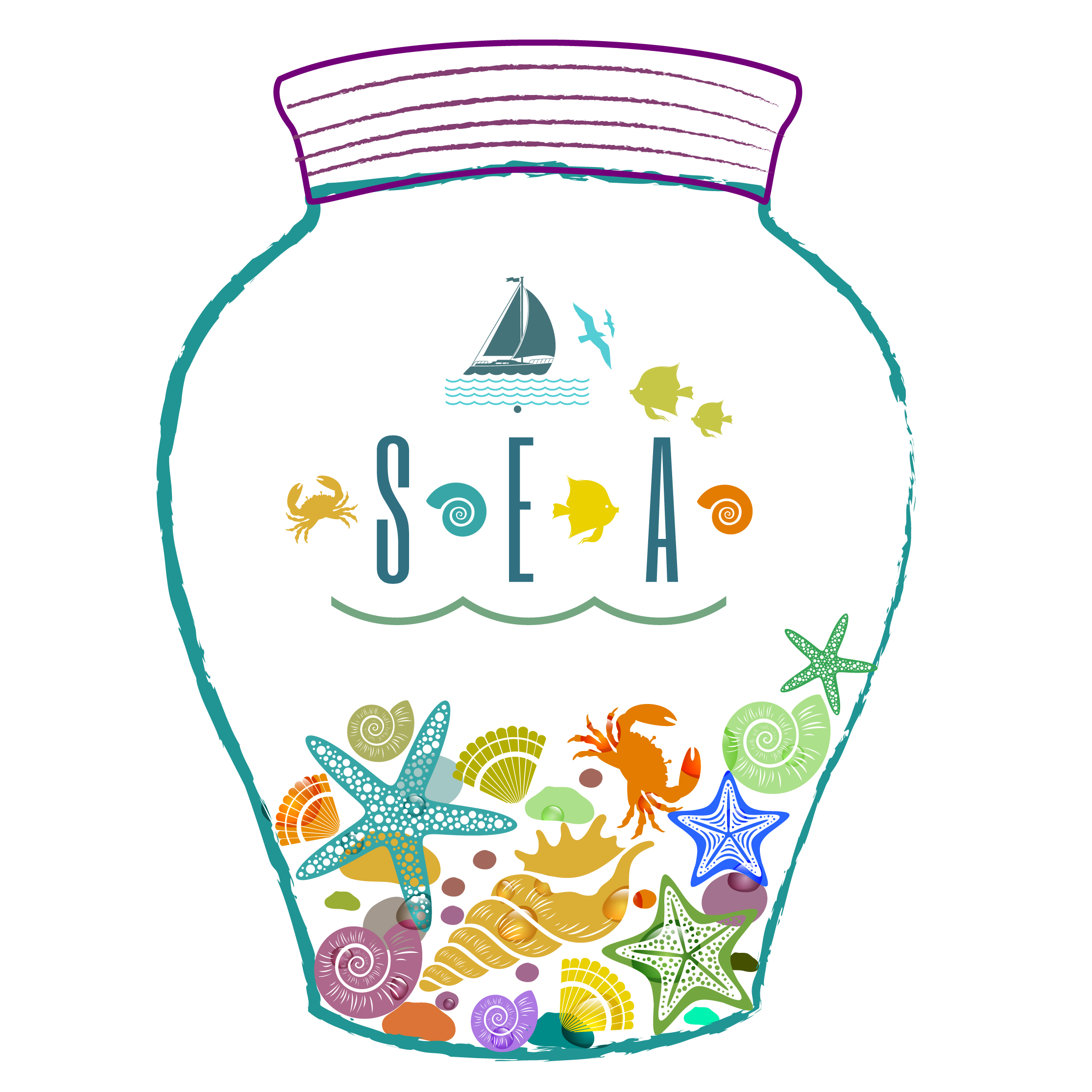 drawing bottle of the sea life