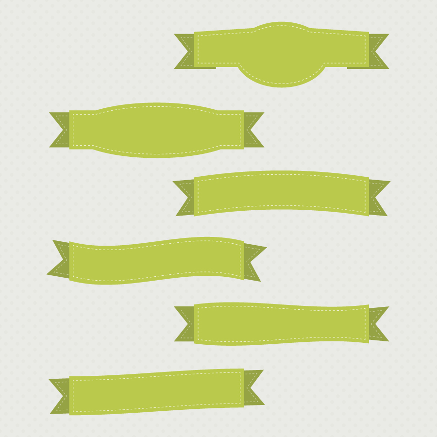 green ribbon banner set