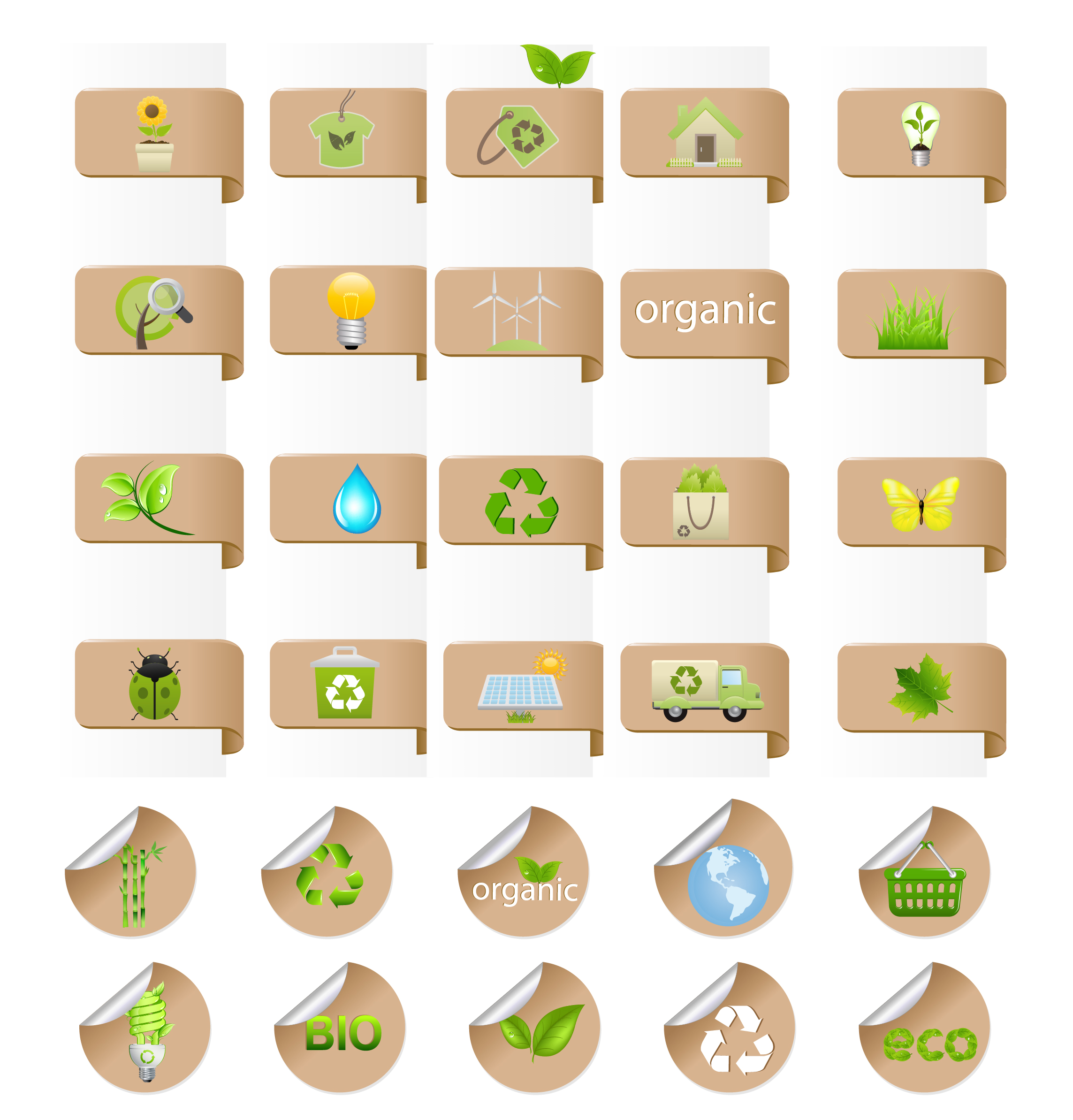 eco bio label and badge set