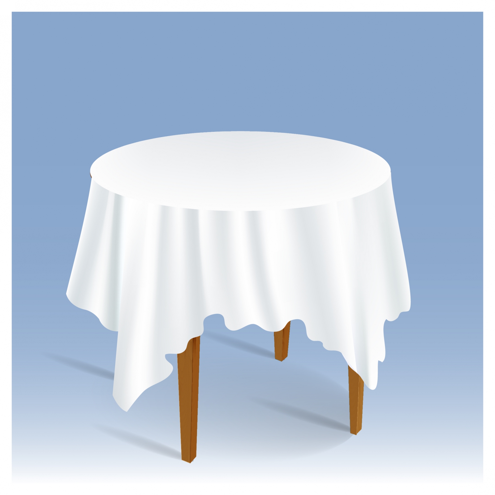 Wood Round Table with Tablecloth