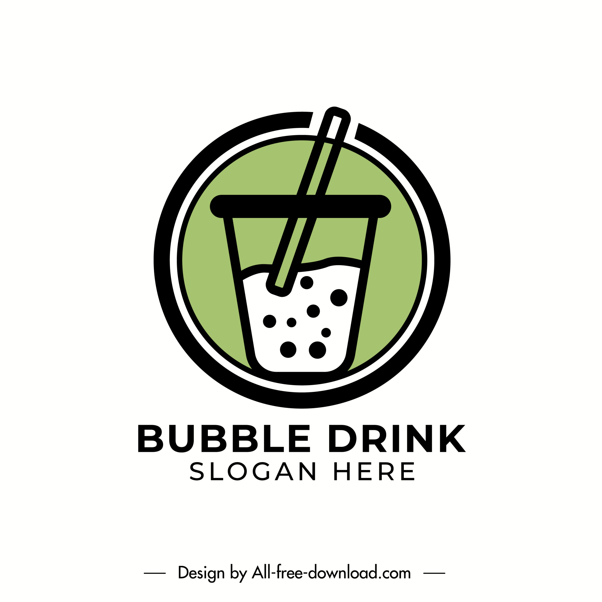 logo milk tea template flat classical object circle outline 