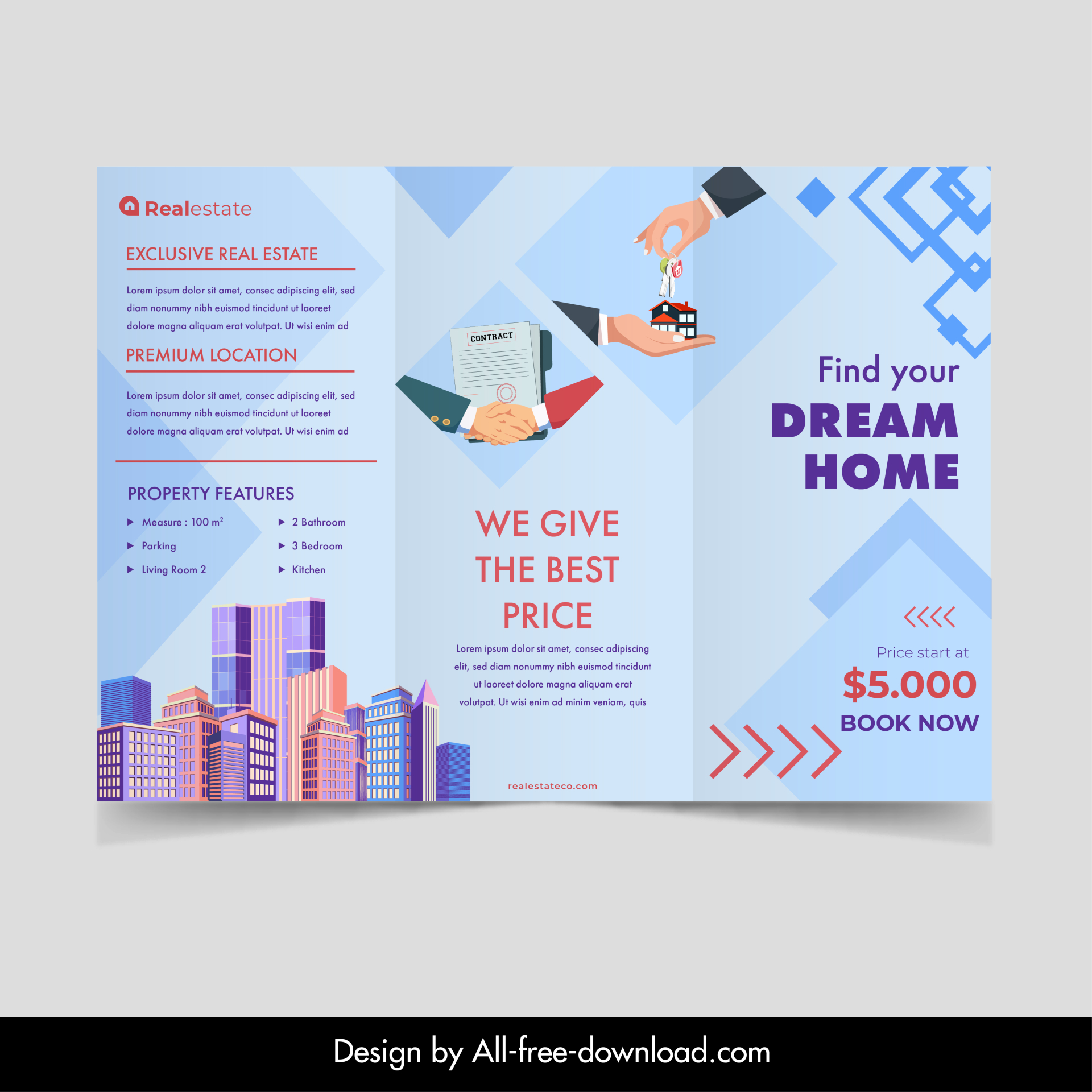 real estate brochure template modern trifold design 