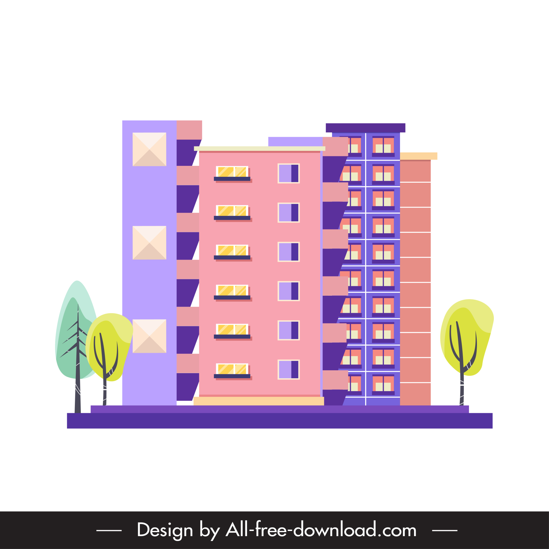 condominium apartment template flat side view outline