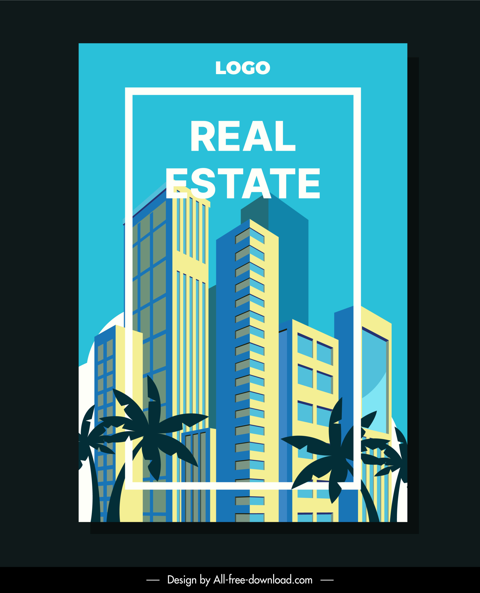 real estate advertising poster modern design buildings frame decor