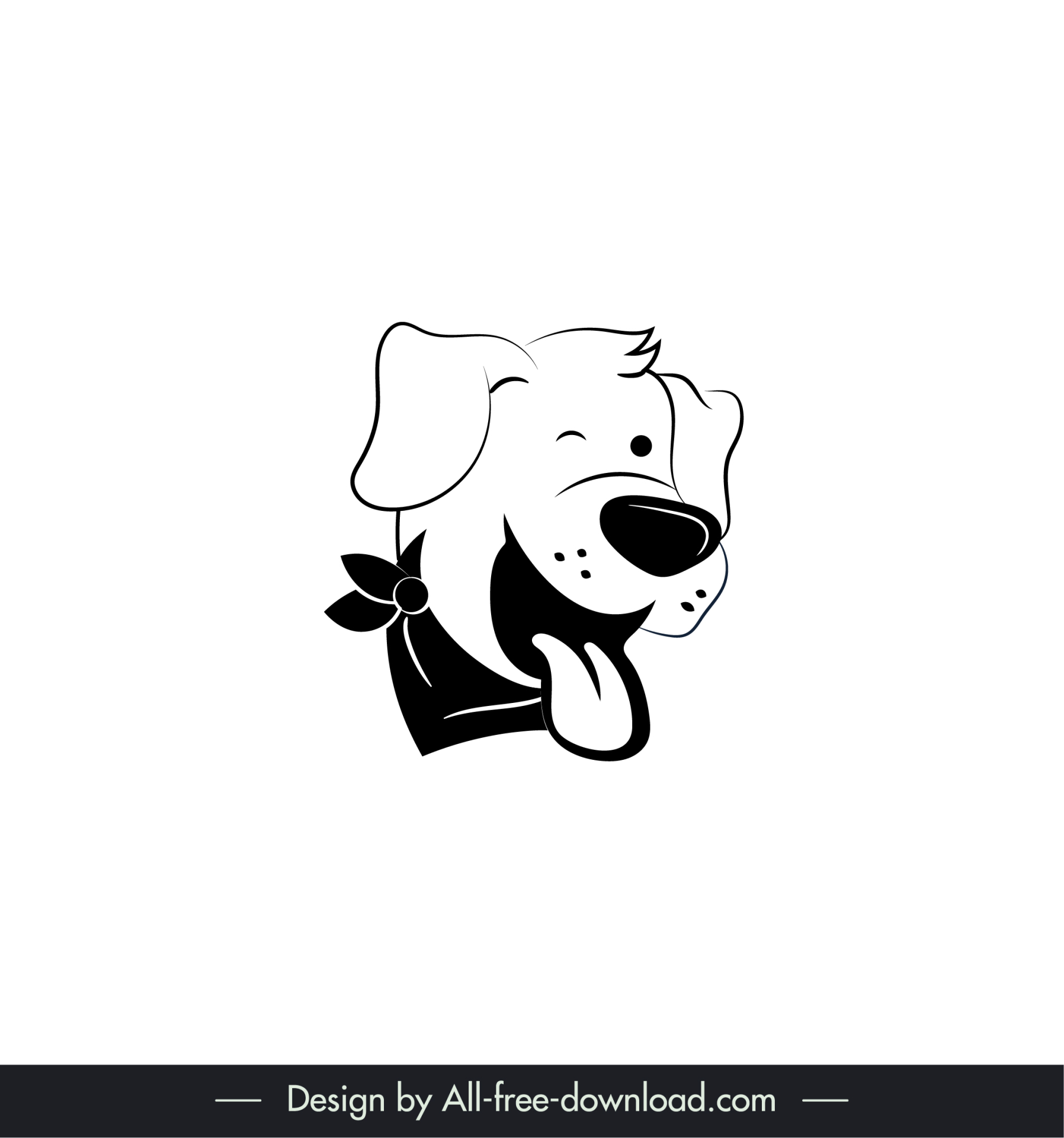 dog logo icon black white handdrawn outline  