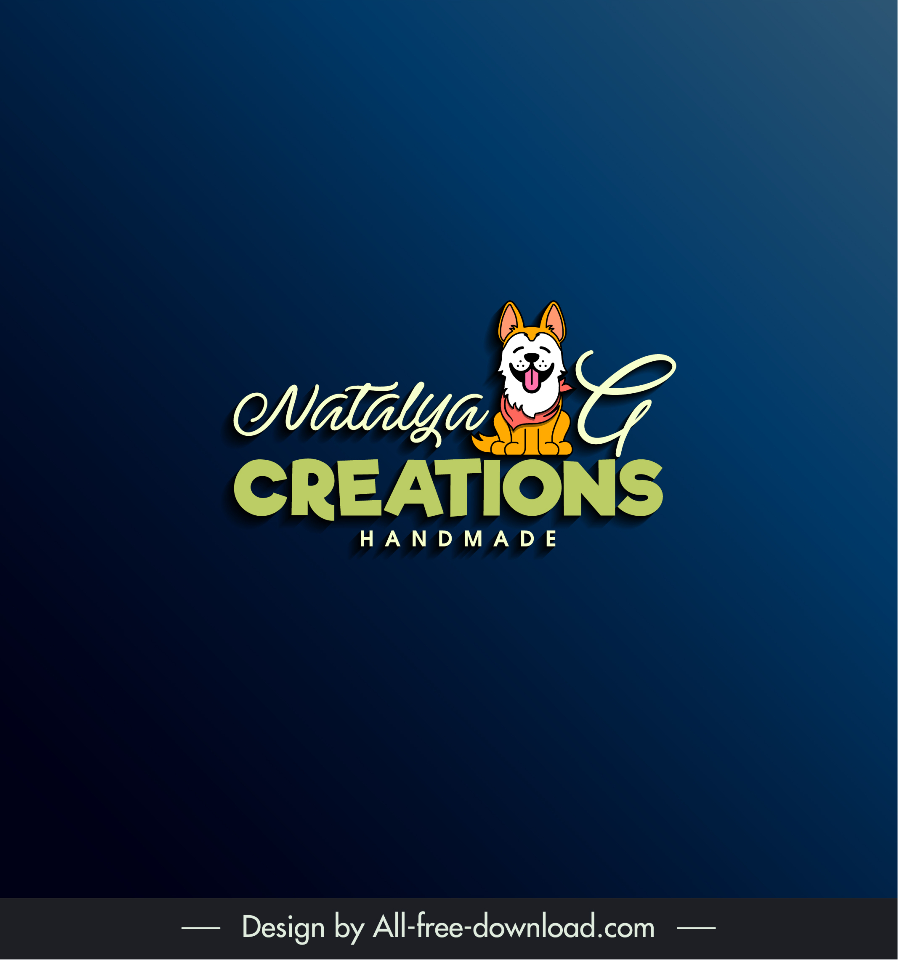 natalya g creations logo cute funny dog calligraphic decor