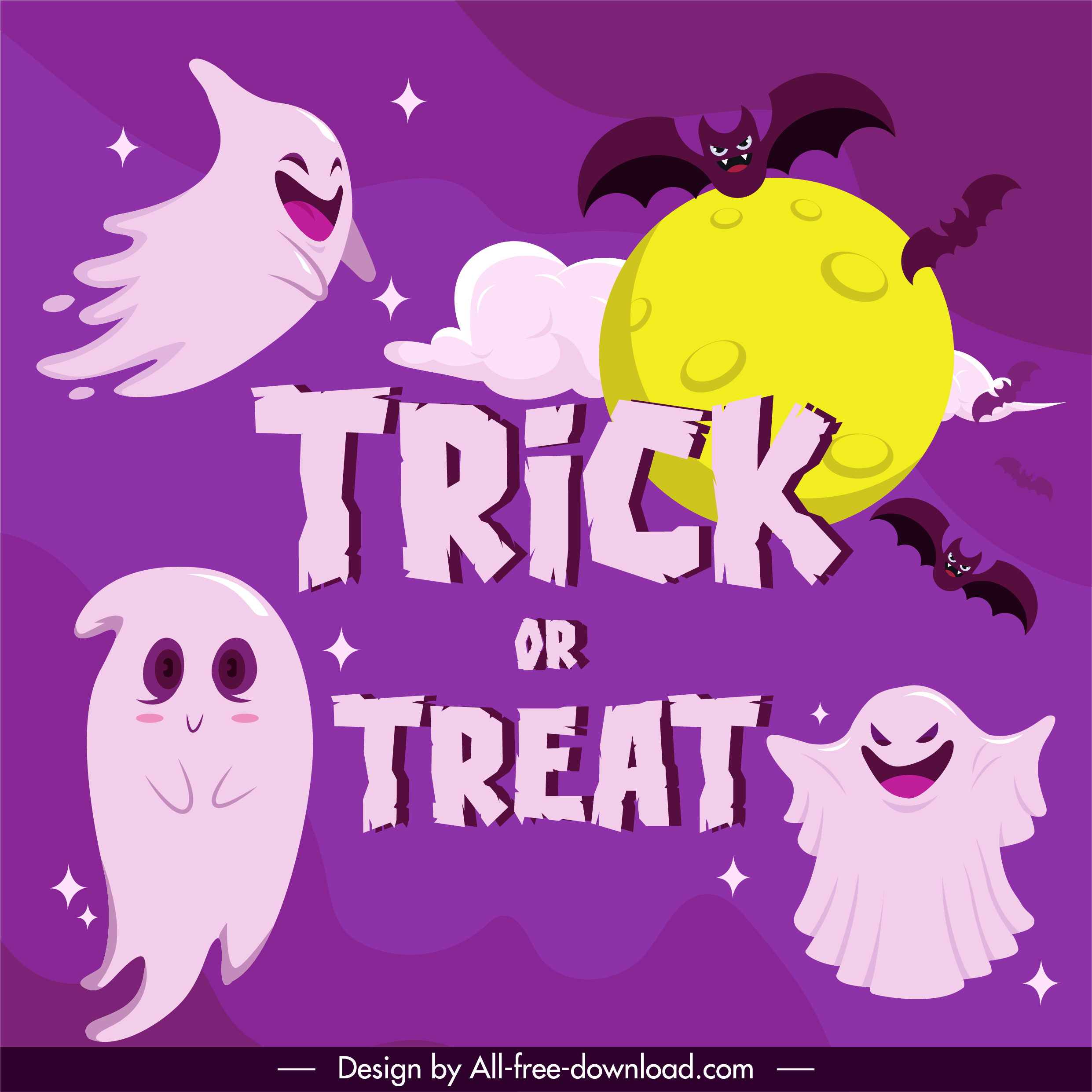 halloween banner funny ghost moon bats decor