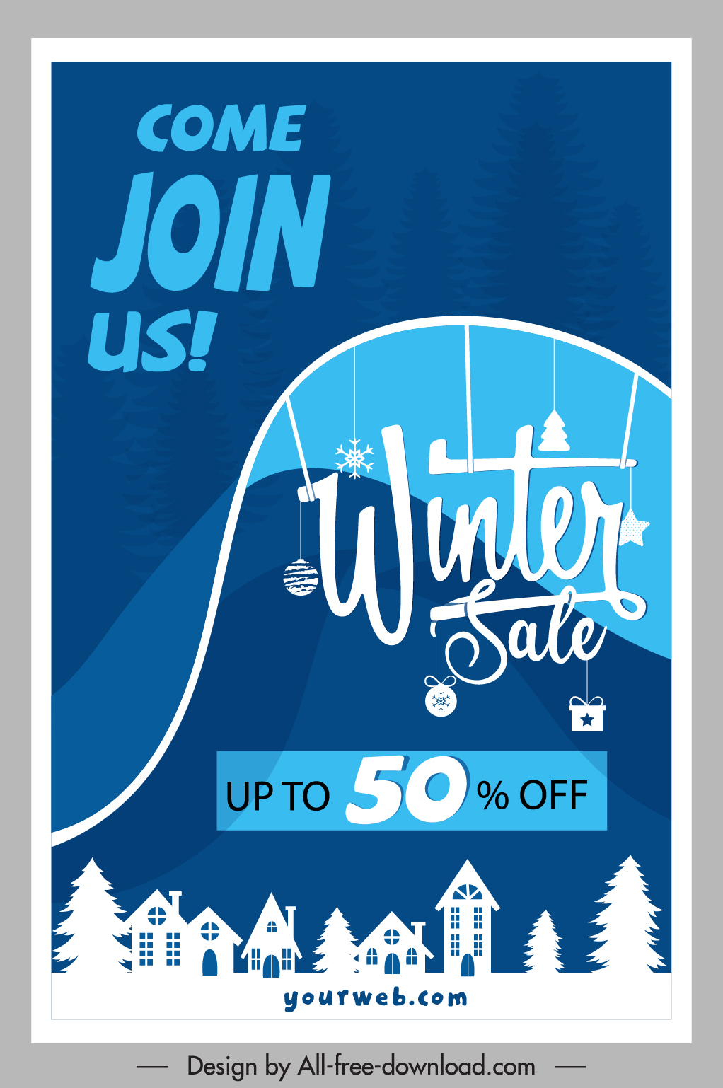 winter sale banner xmas elements decor 3d sketch