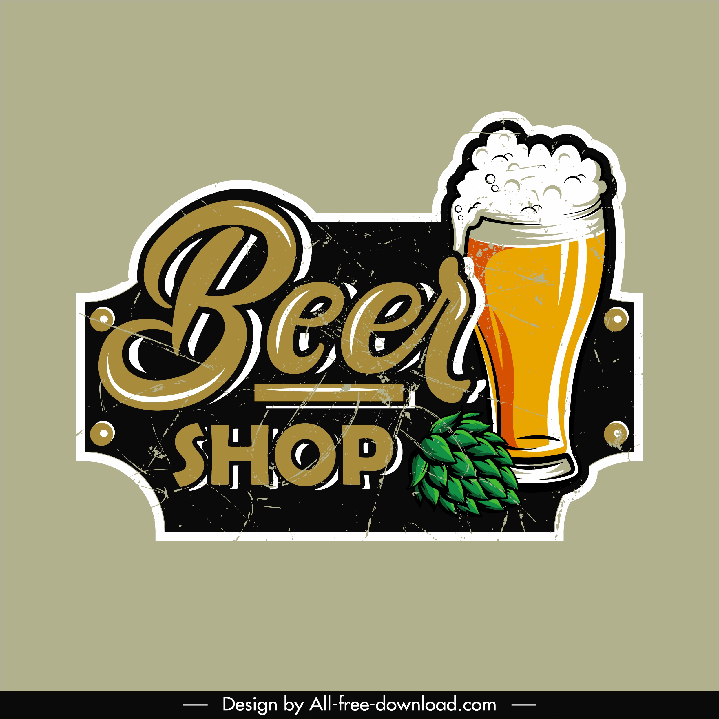 beer label template glass sketch retro decor