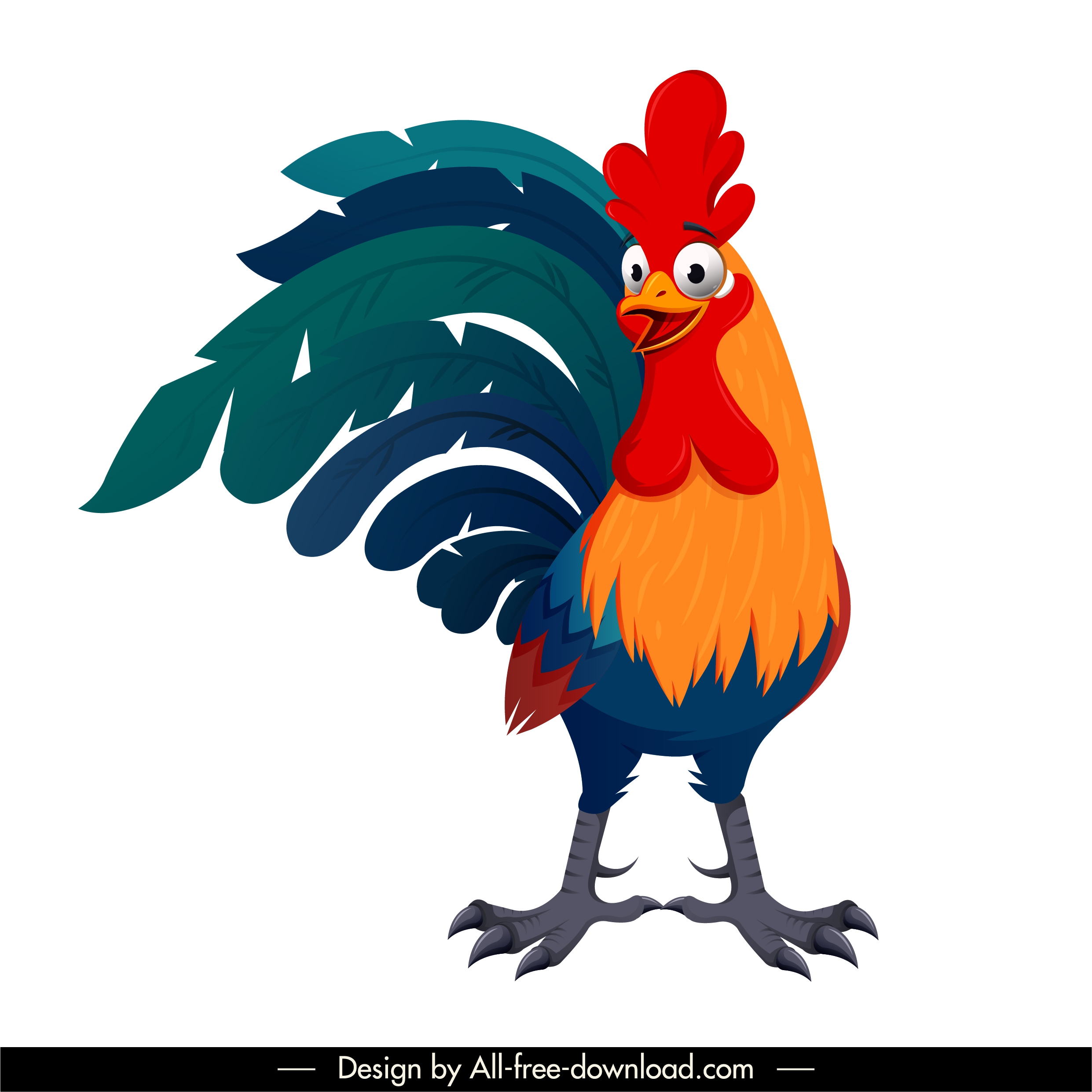 cock icon colorful design funny cartoon sketch