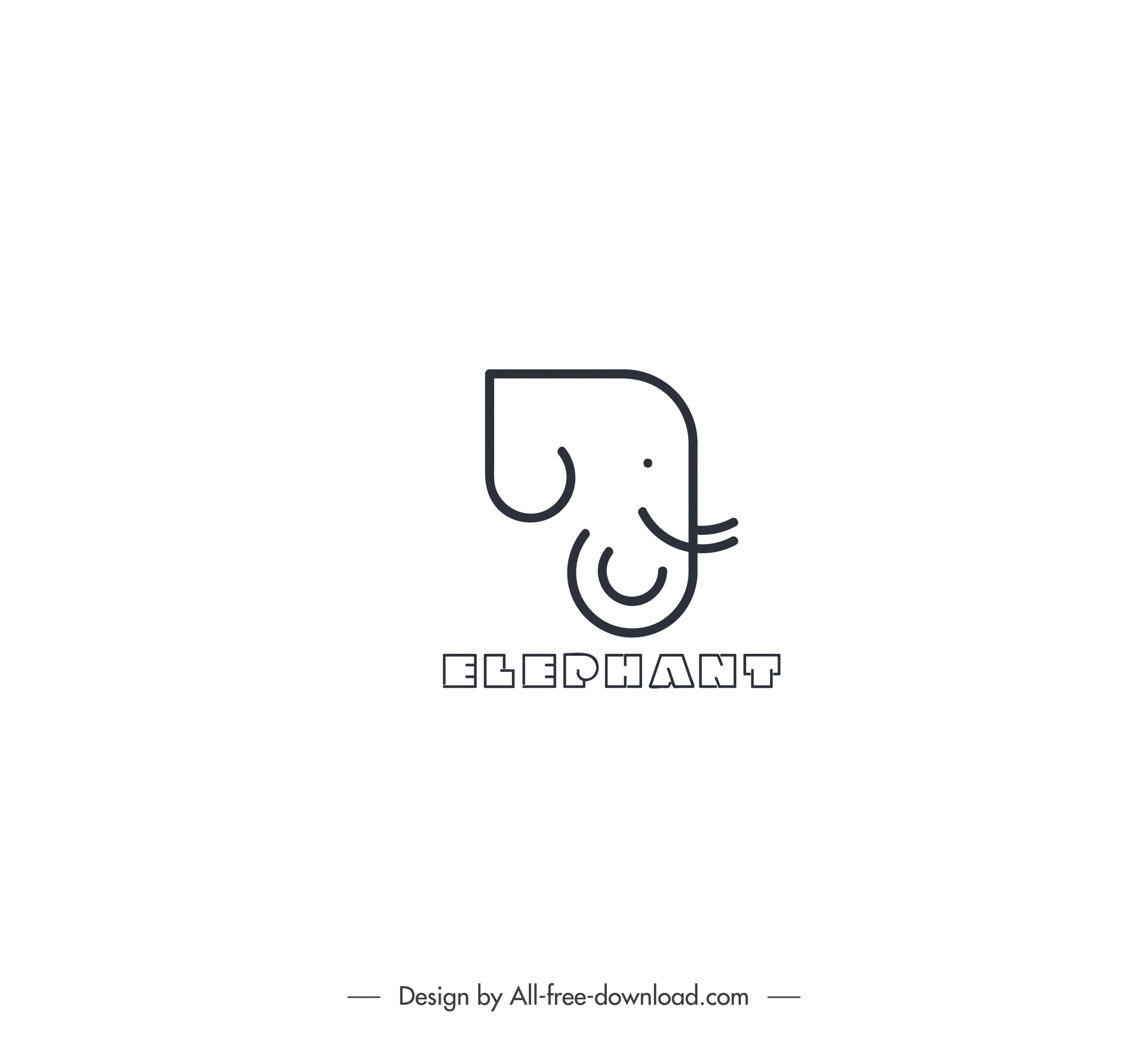 elephant logotype black white flat sketch