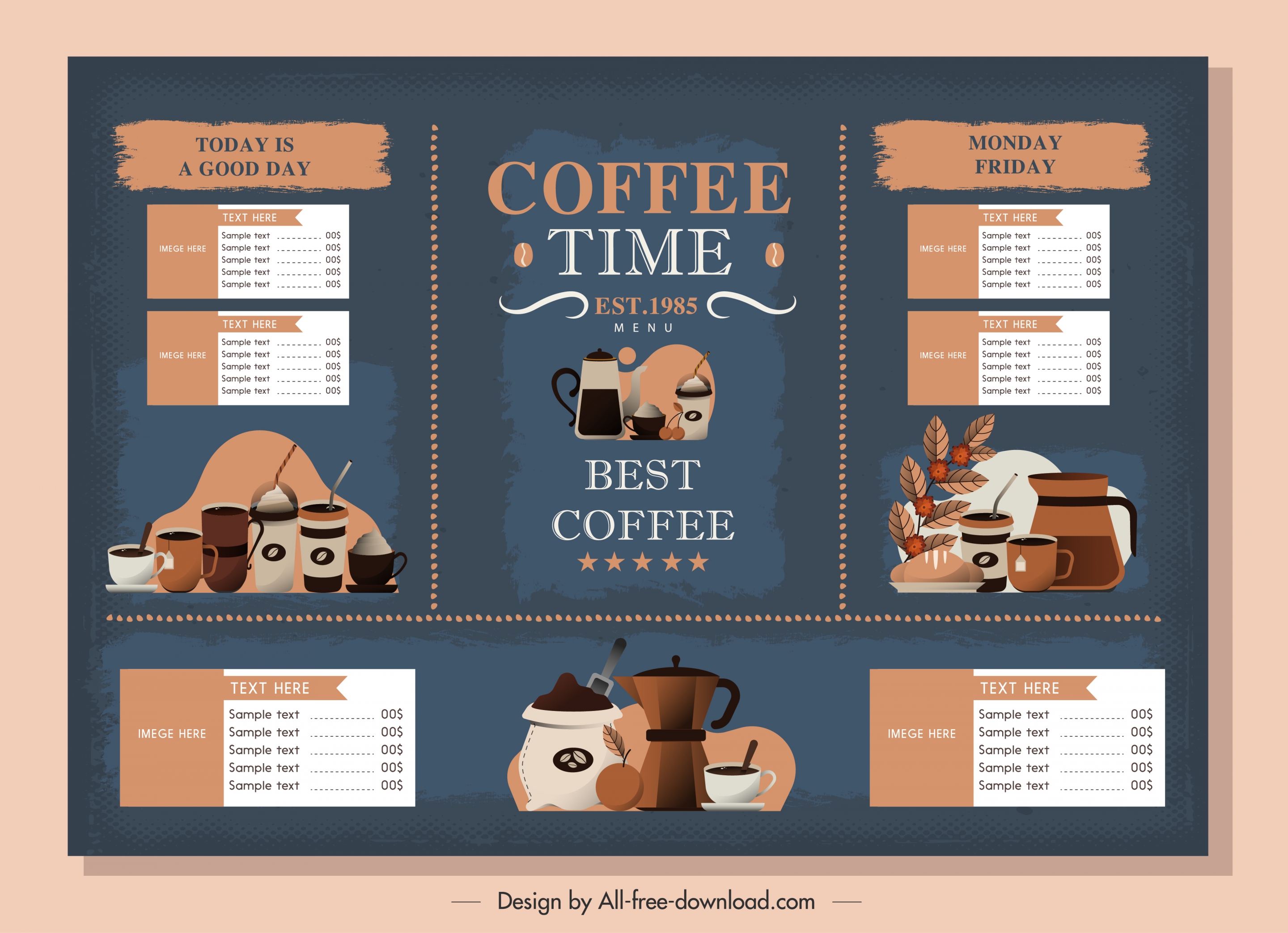 coffee menu template elegant dark classic decor