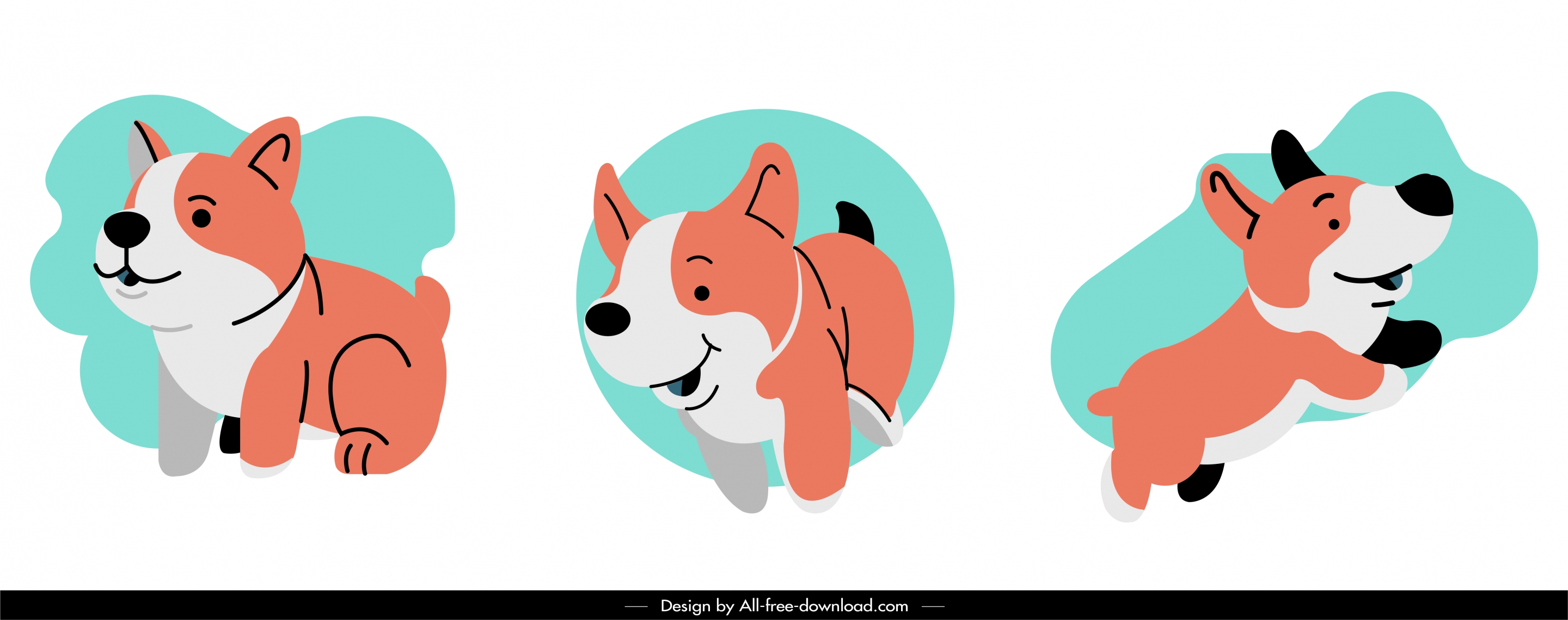 puppy icons cute cartoon sketch