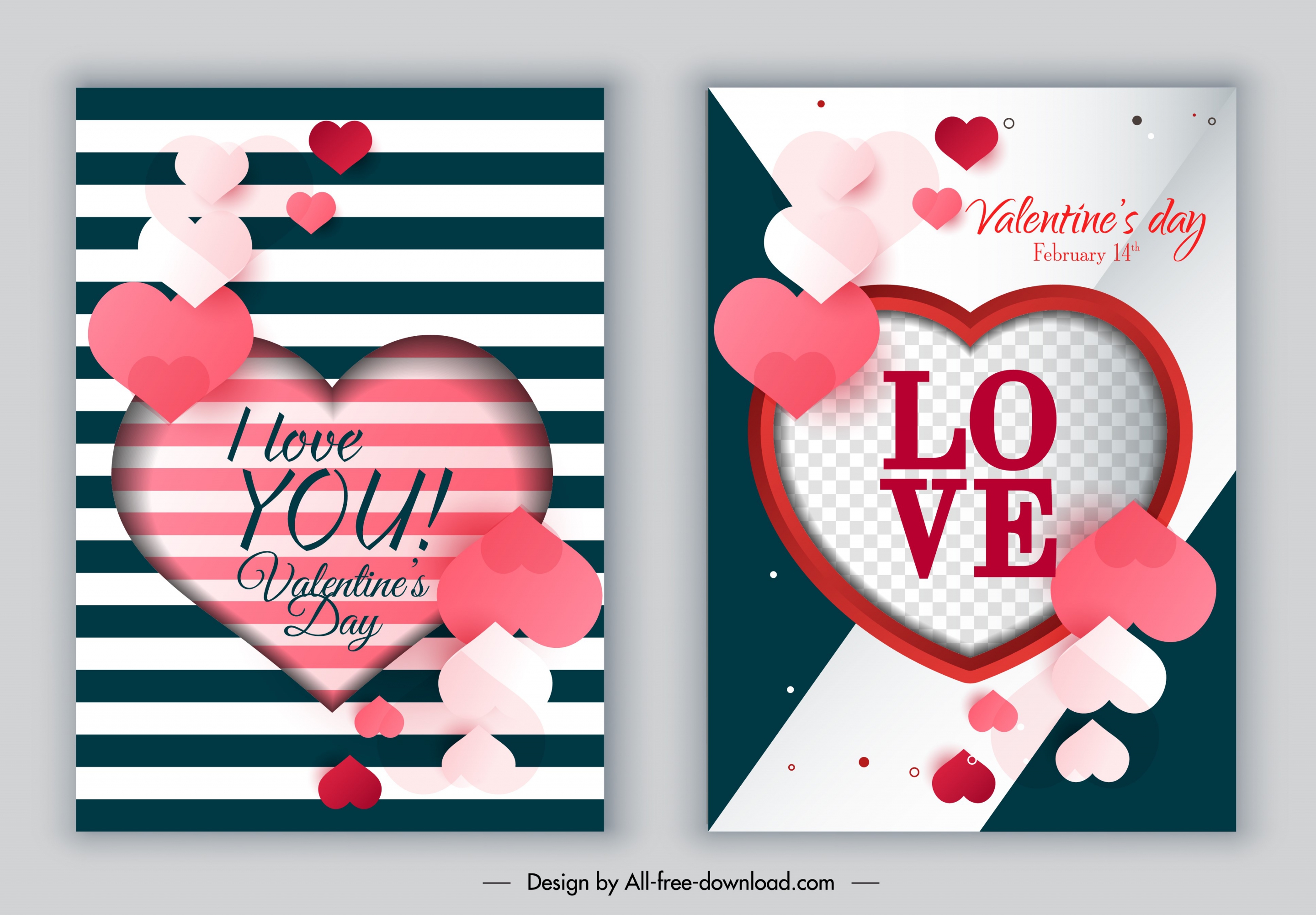 valentines card templates modern bright colorful hearts shapes