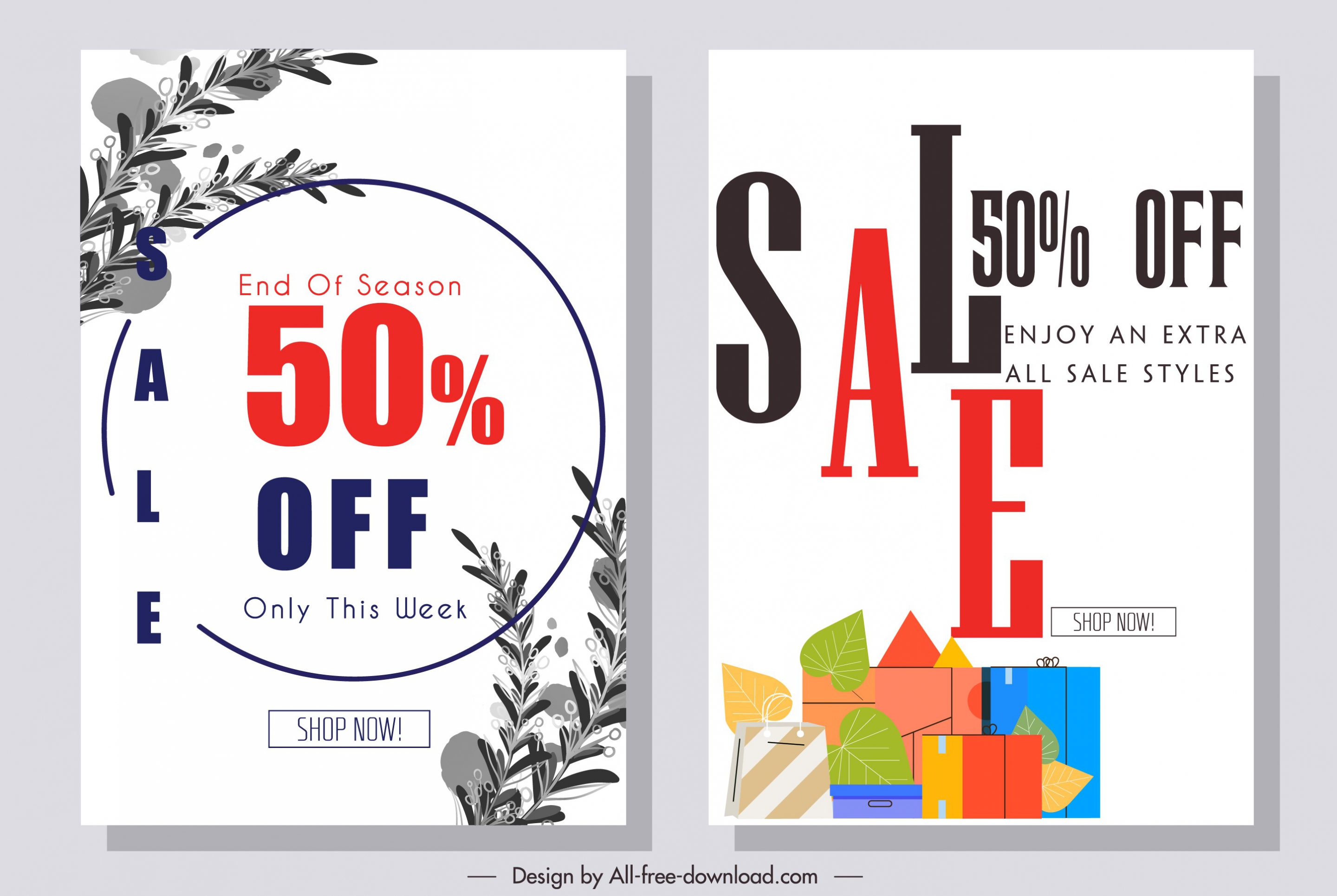 sale banner template elegant modern leaves bags decor