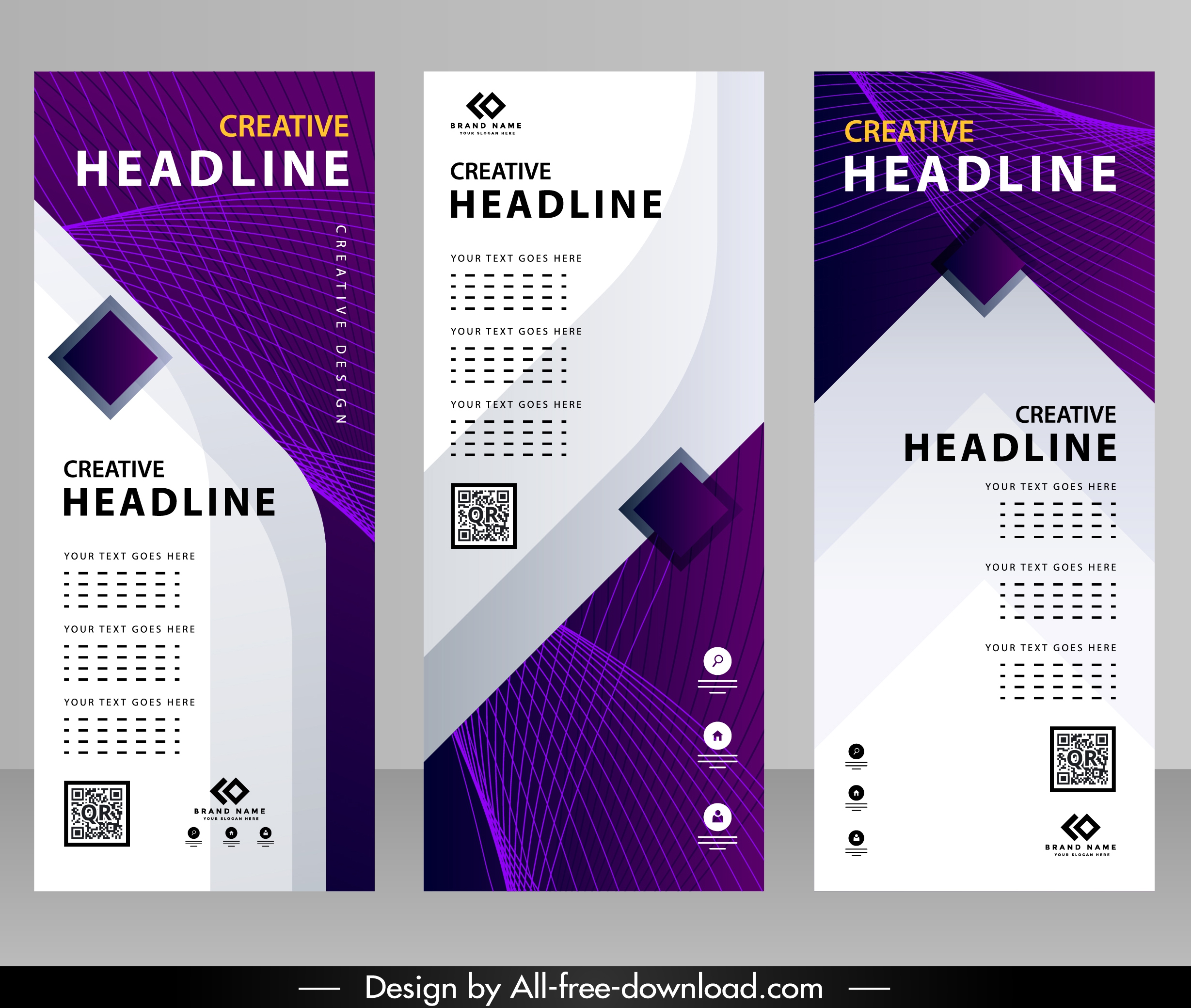 business banner templates modern violet white dynamic decor