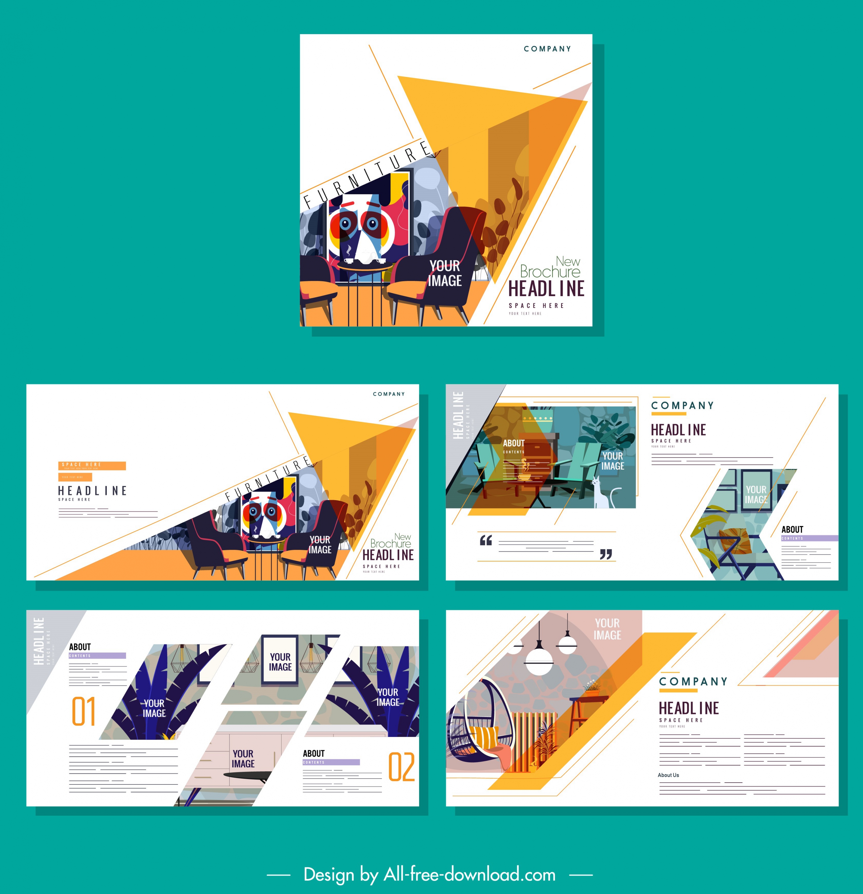 corporate brochure templates furniture decor colorful classic