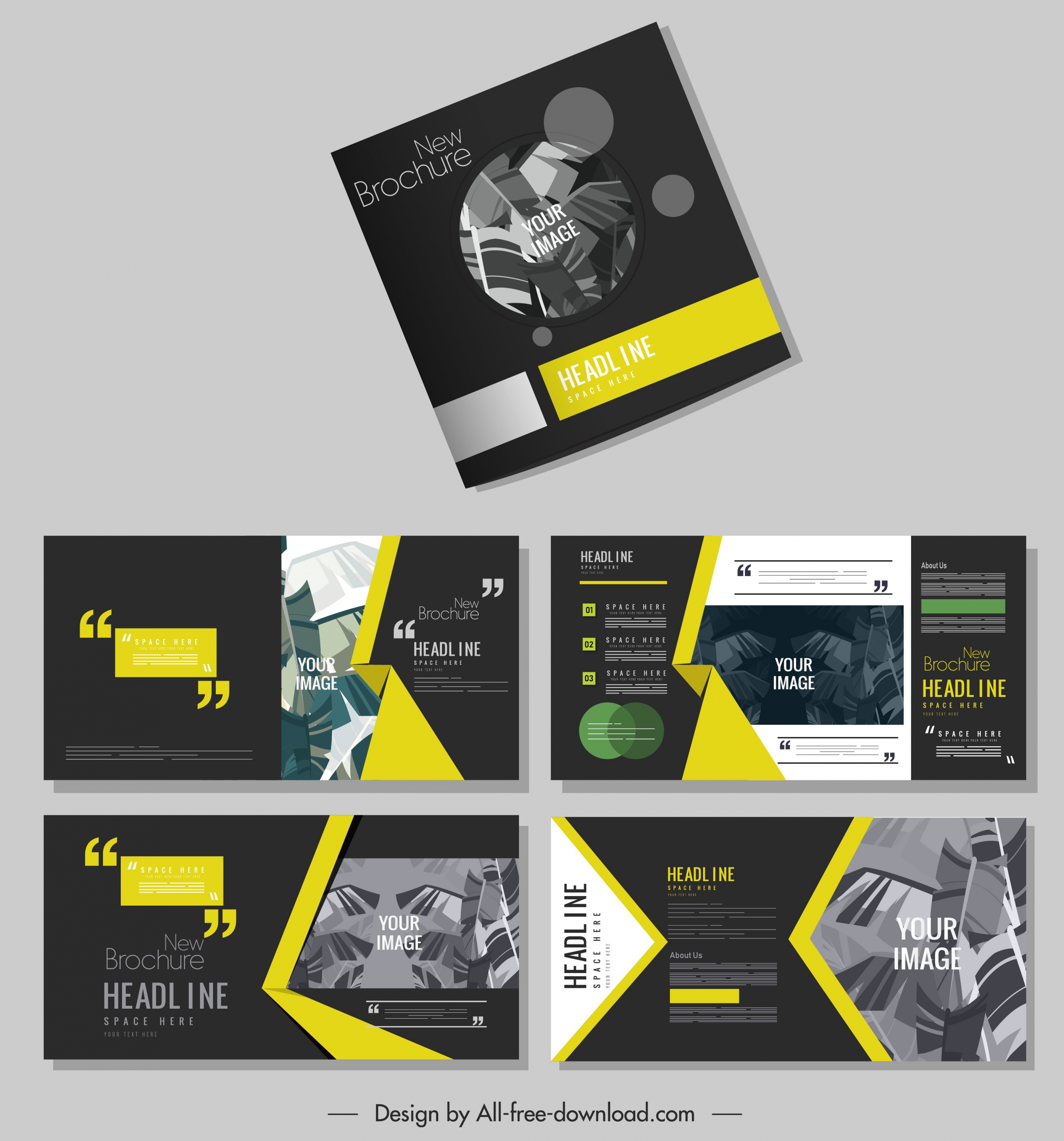 brochure templates dark modern design leaves decor