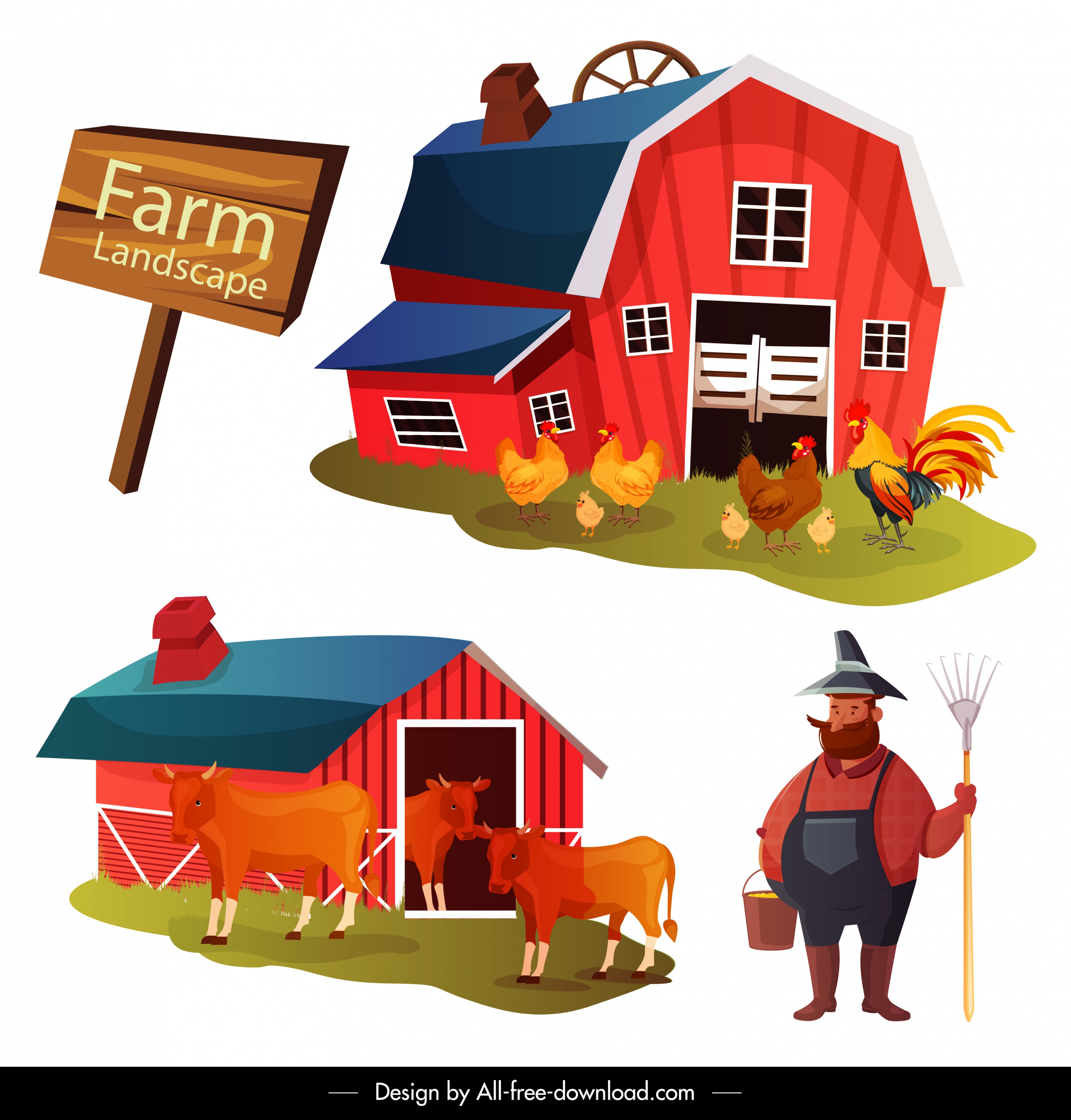 farm work design elements coop farmer sketch