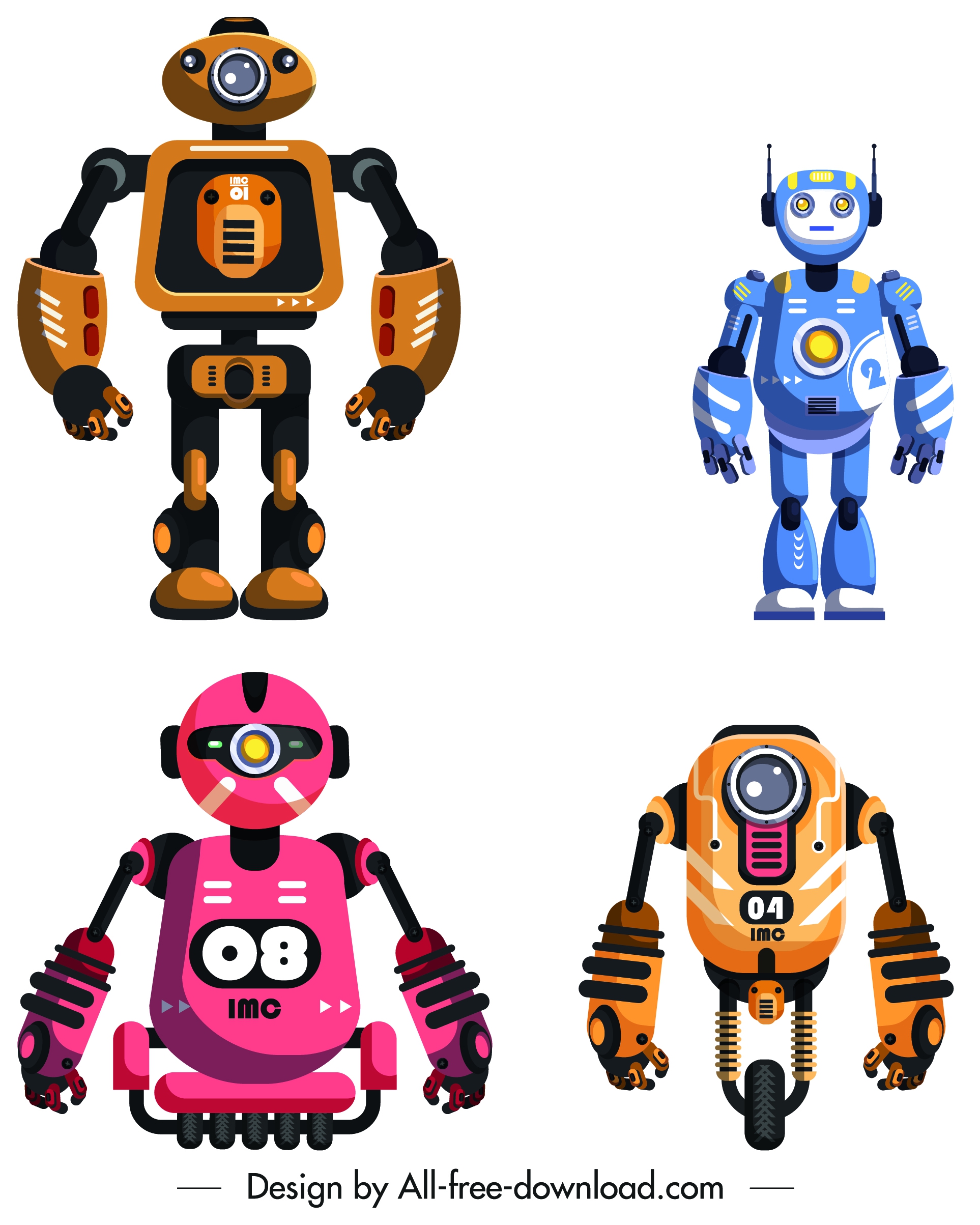 robot templates colorful modern shapes design