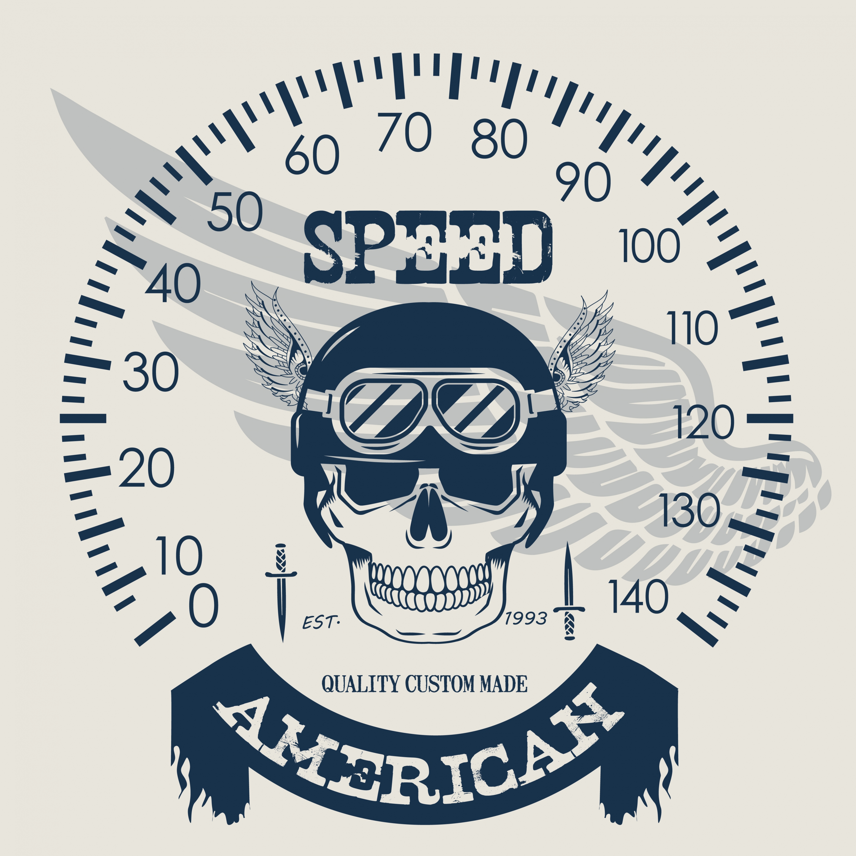 speed background speedometer skull wing icons decoration