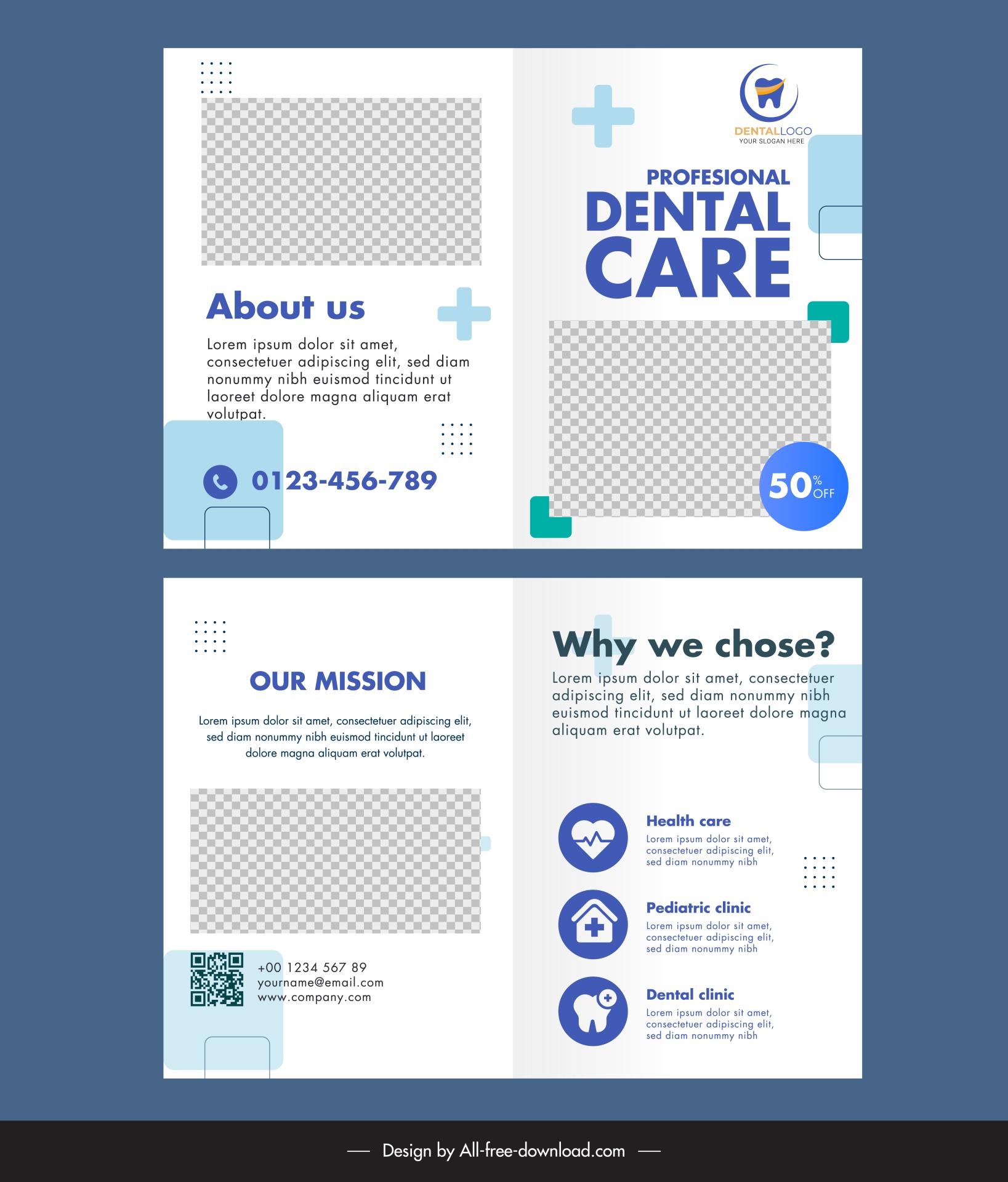 dental clinic brochure templates modern checkered geometry 