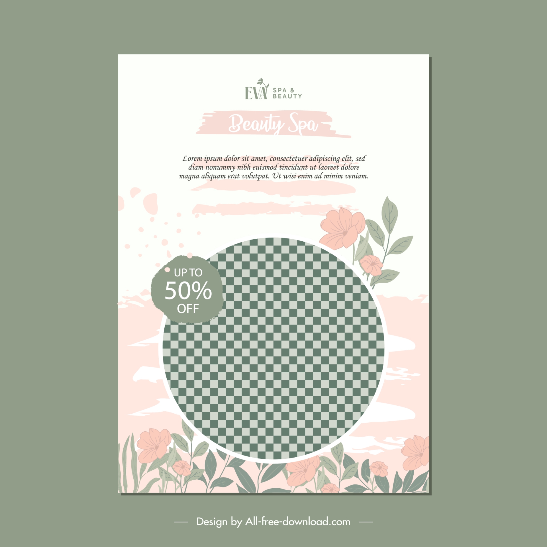 flyer spa template checkered circle botany decor