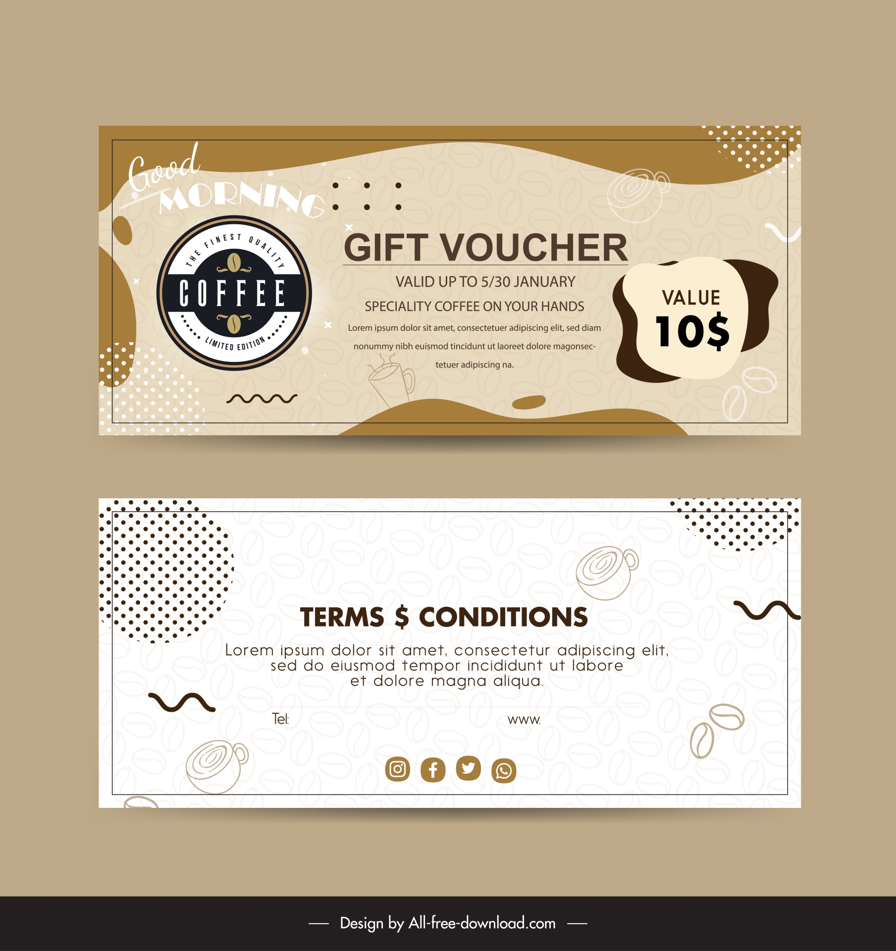 coffee voucher template elegant classical 