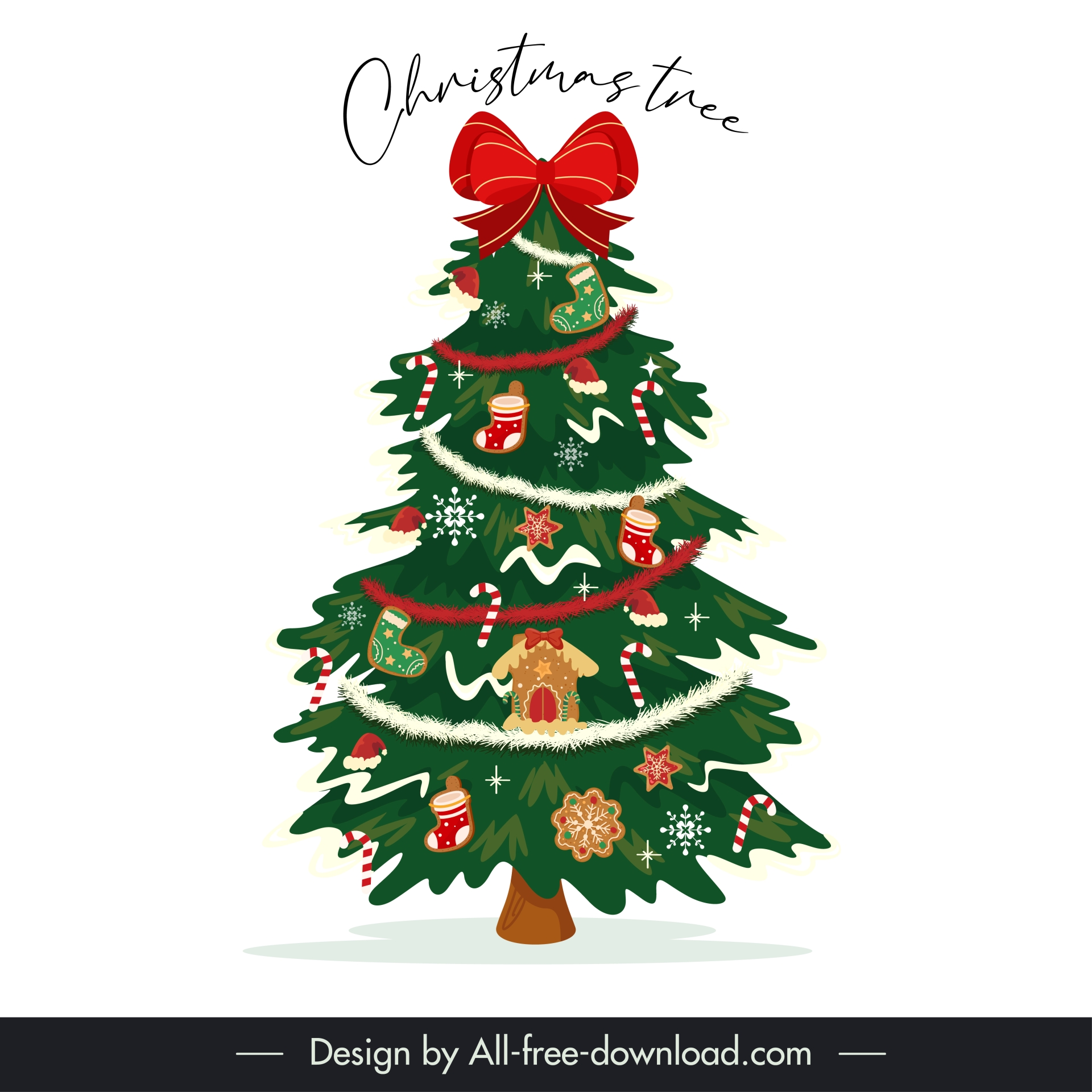 xmas design elements elegant decorated pine tree