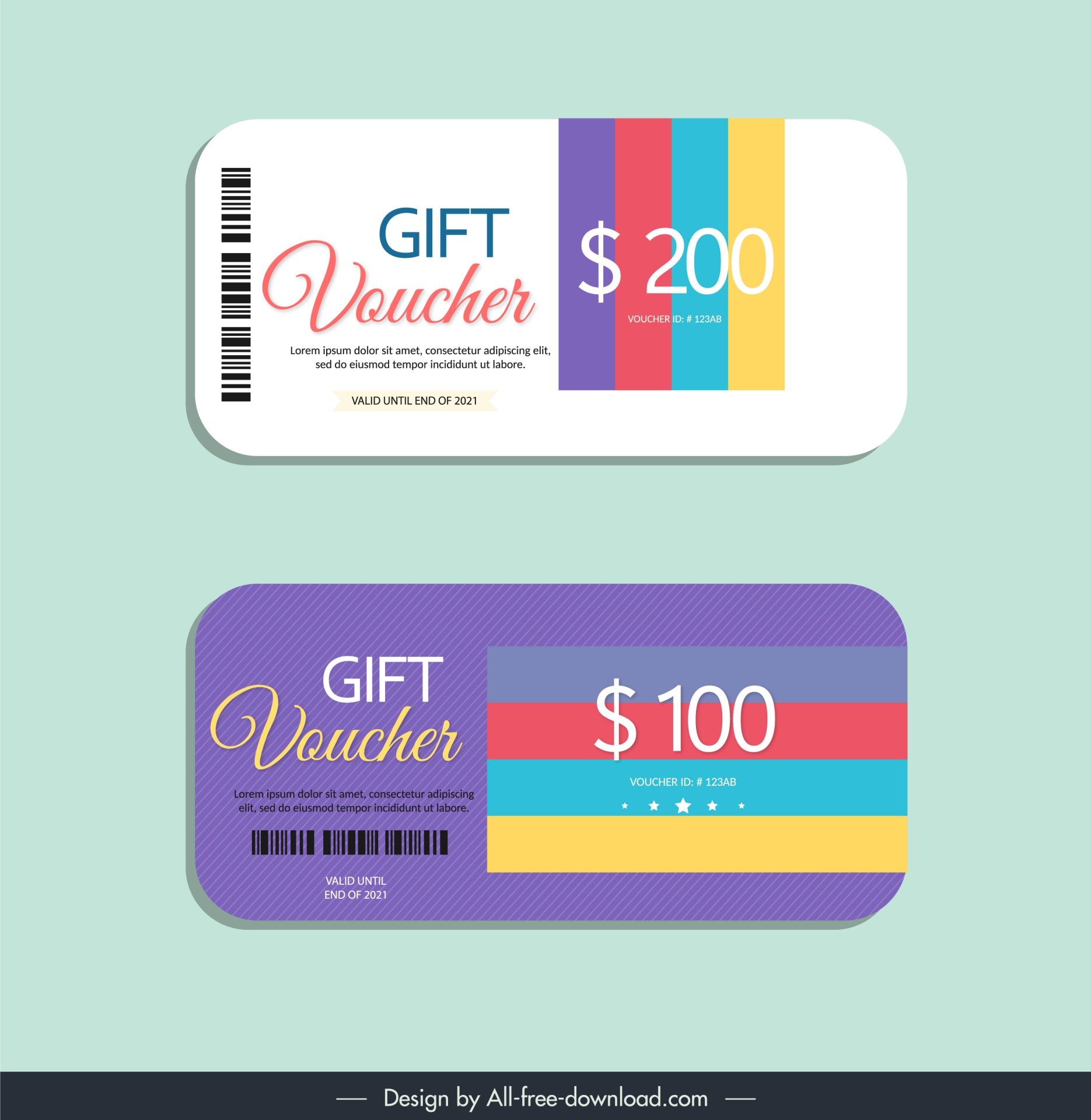 gift voucher templates colorful stripes decor