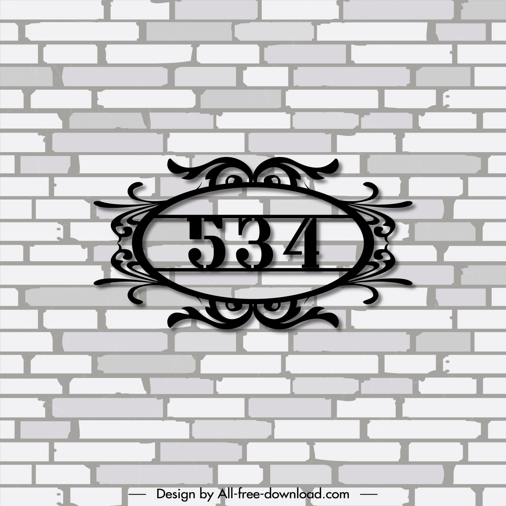 house address number template classic symmetric transparent frame