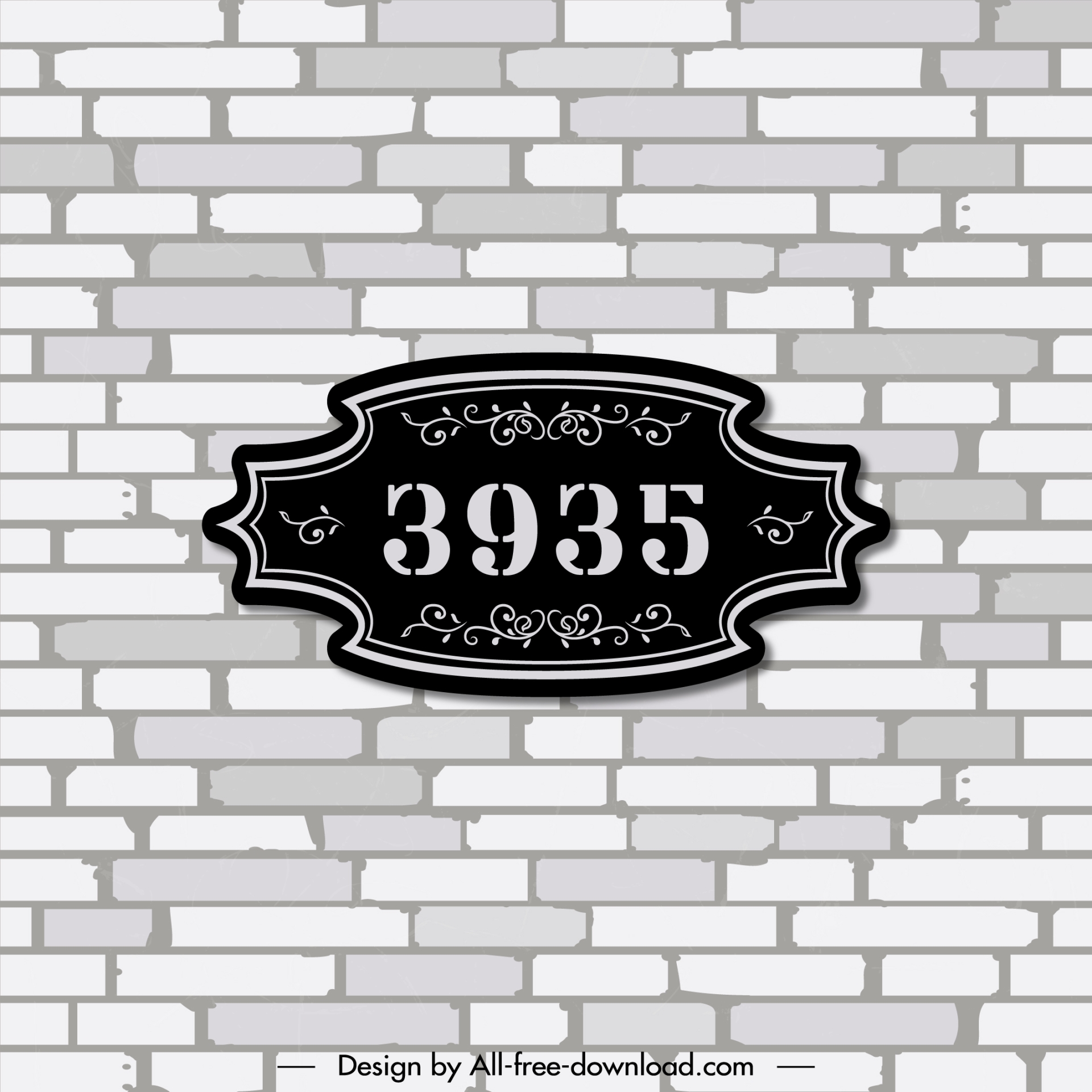 house address number template flat elegant symmetric frame