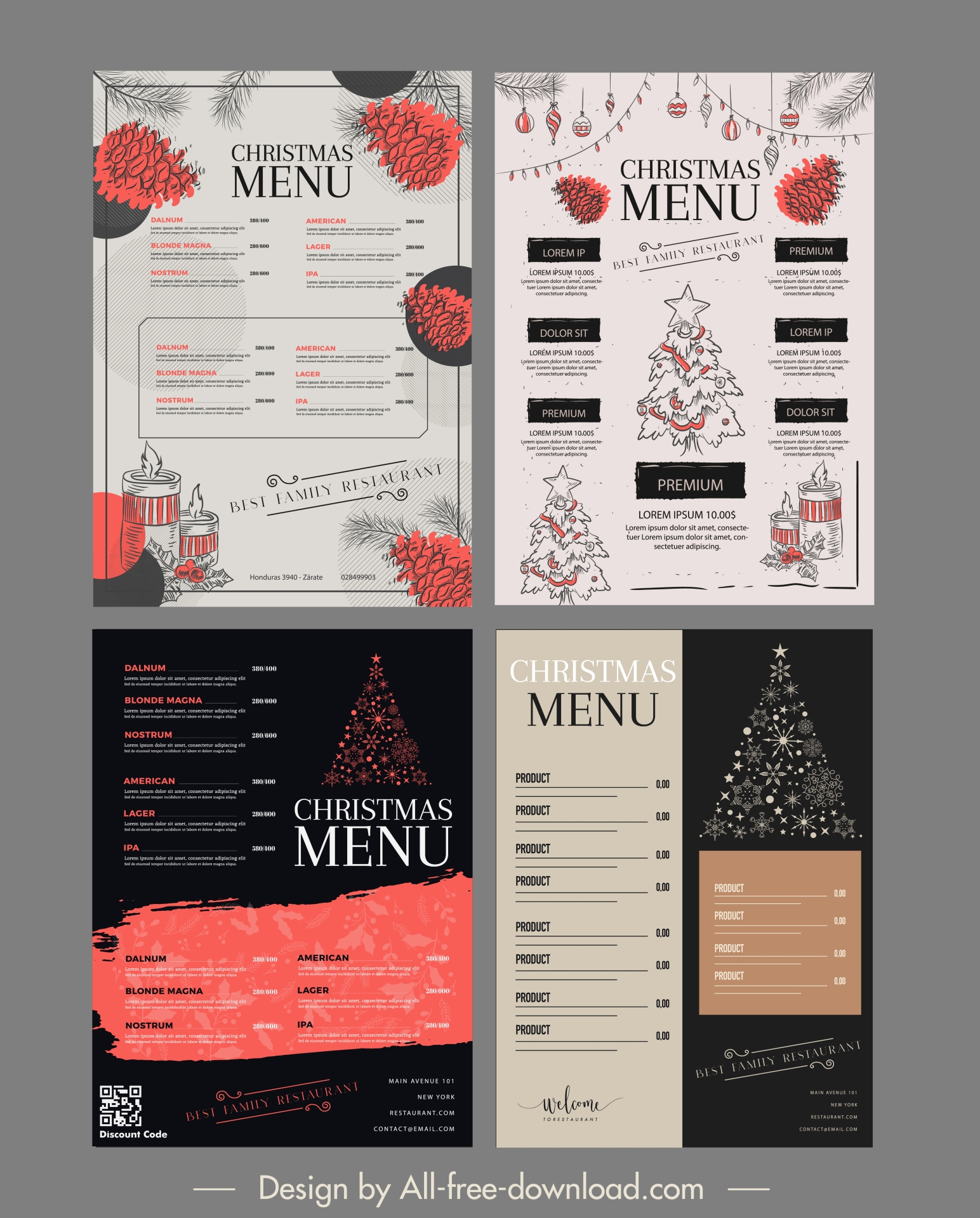 christmas menu design templates elegant classic 