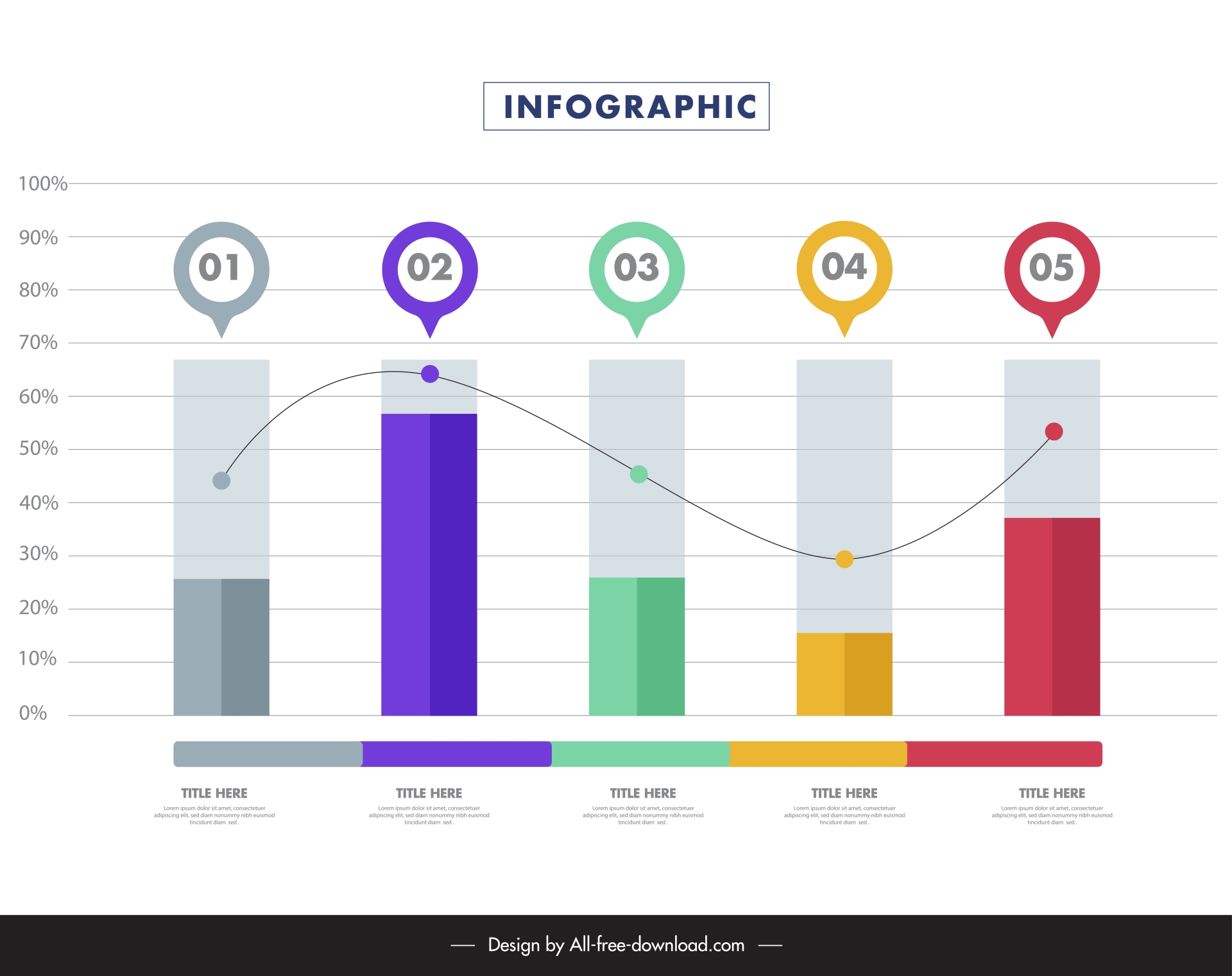 infographic graph template elegant geometric column line chart