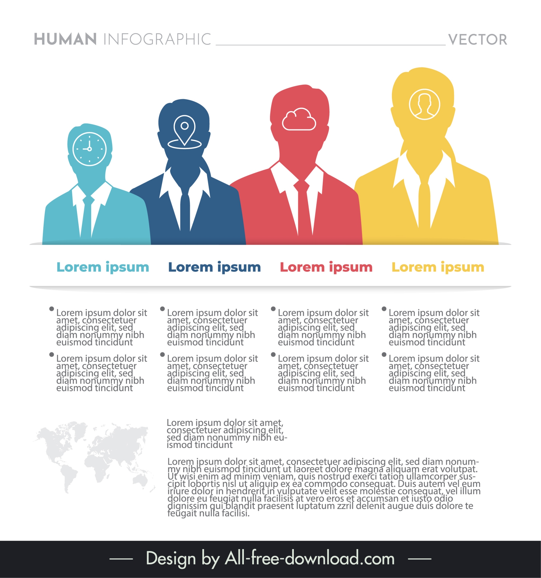 human infographic template office people silhouette