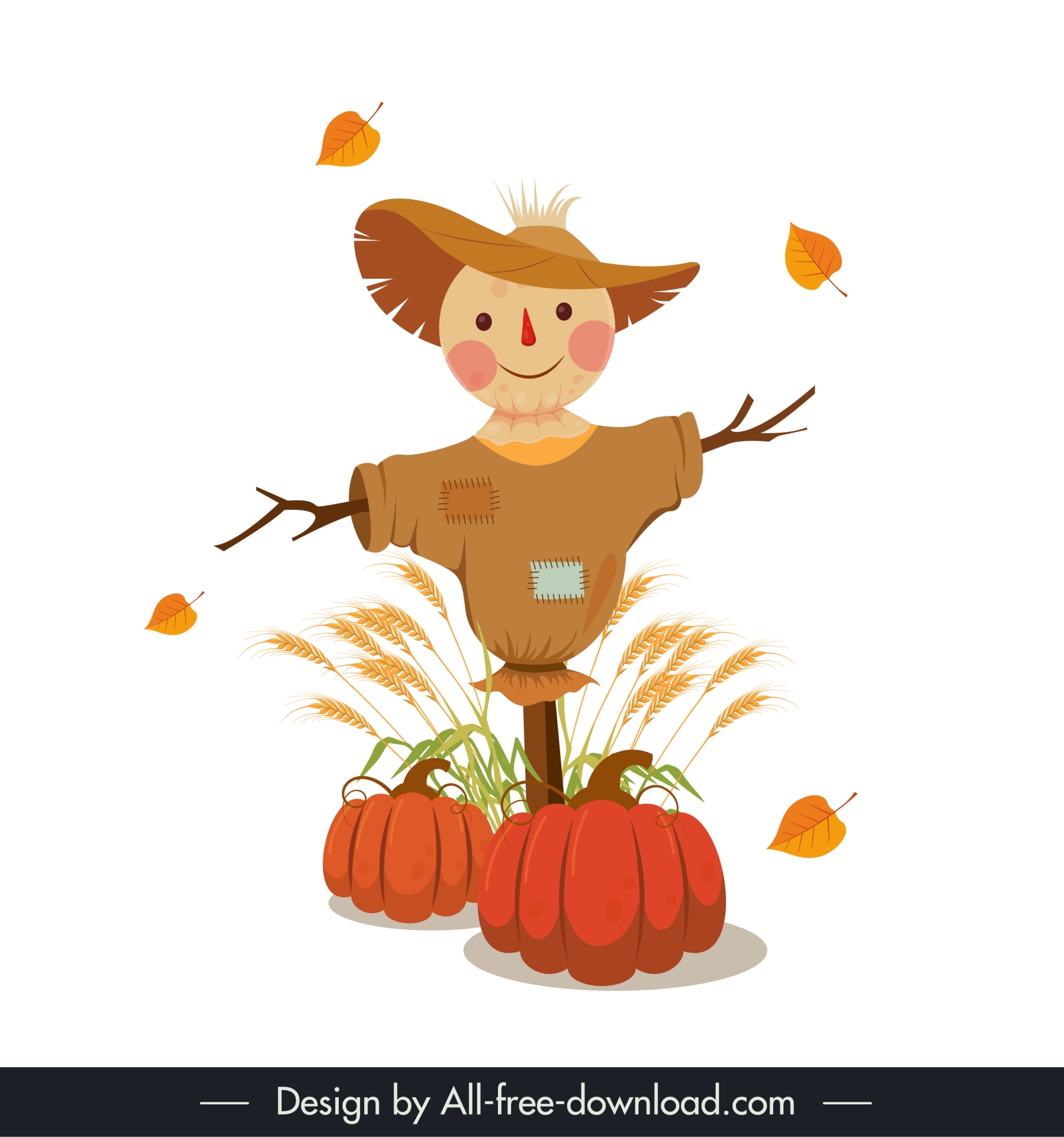 autumn design elements scarecrow pumpkins leaf