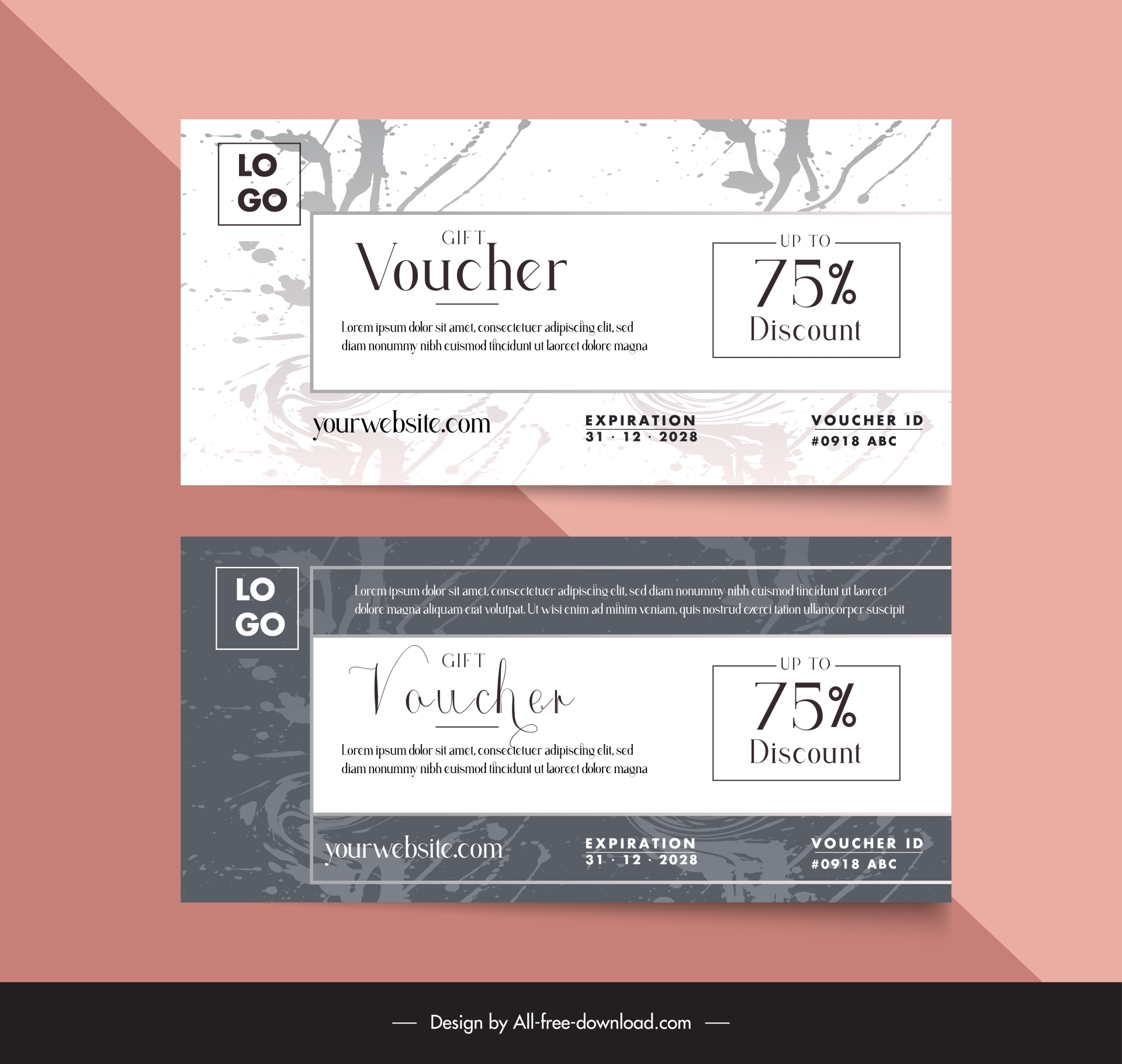 discount voucher template flat grunge retro 